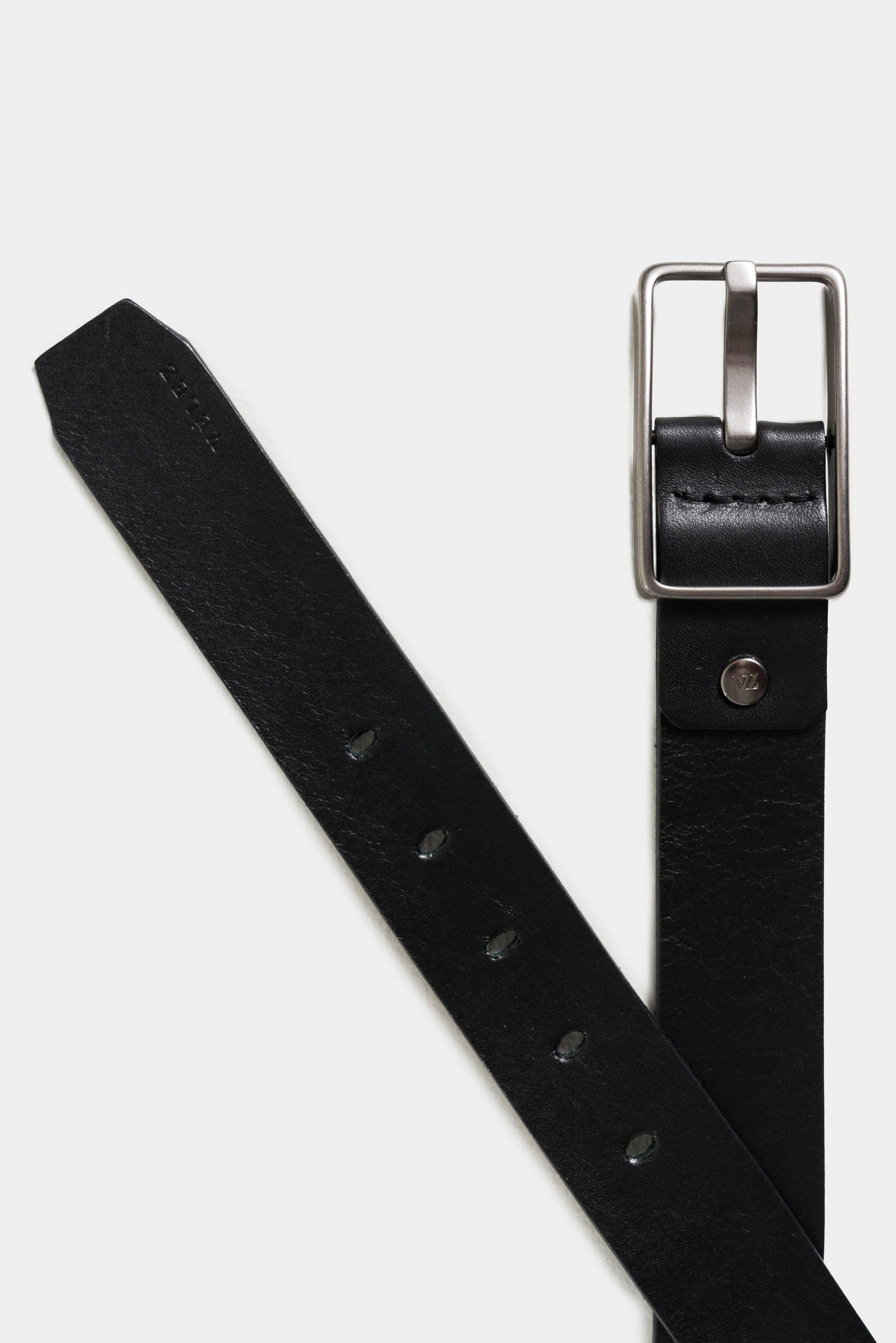 Cinturón unifaz samur de cuero para hombre hebilla cuadrada negro-2