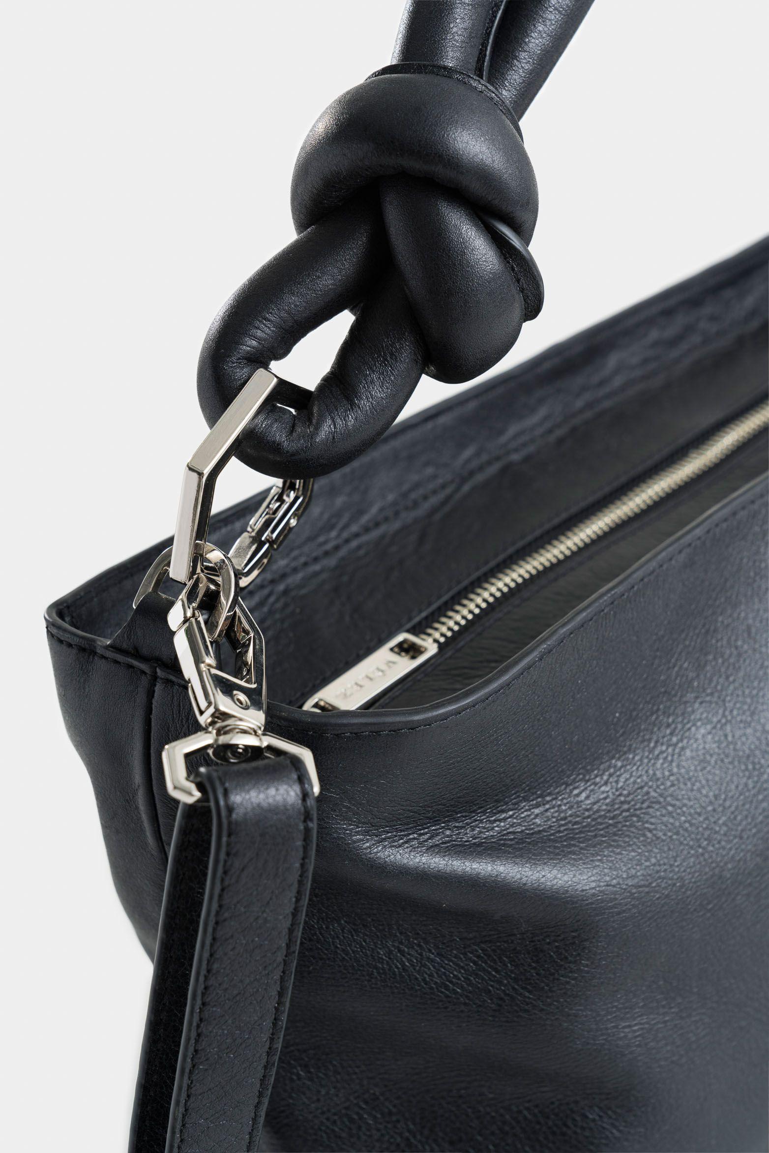 Vélez Shopping Alba De Cuero Mujer Detalle Anudado Negro-3