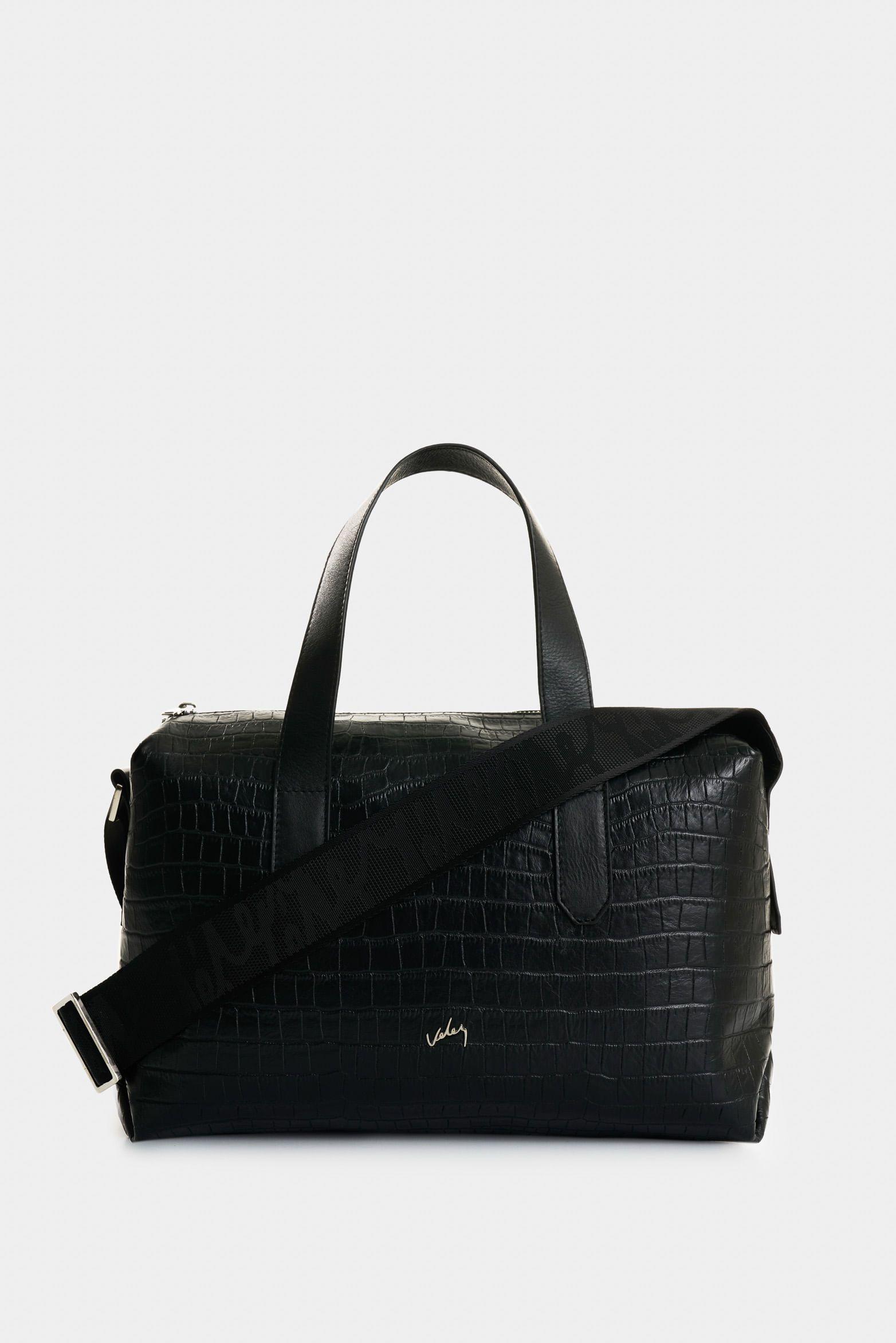 Bowling Nómada de cuero para mujer grabado Negro-0