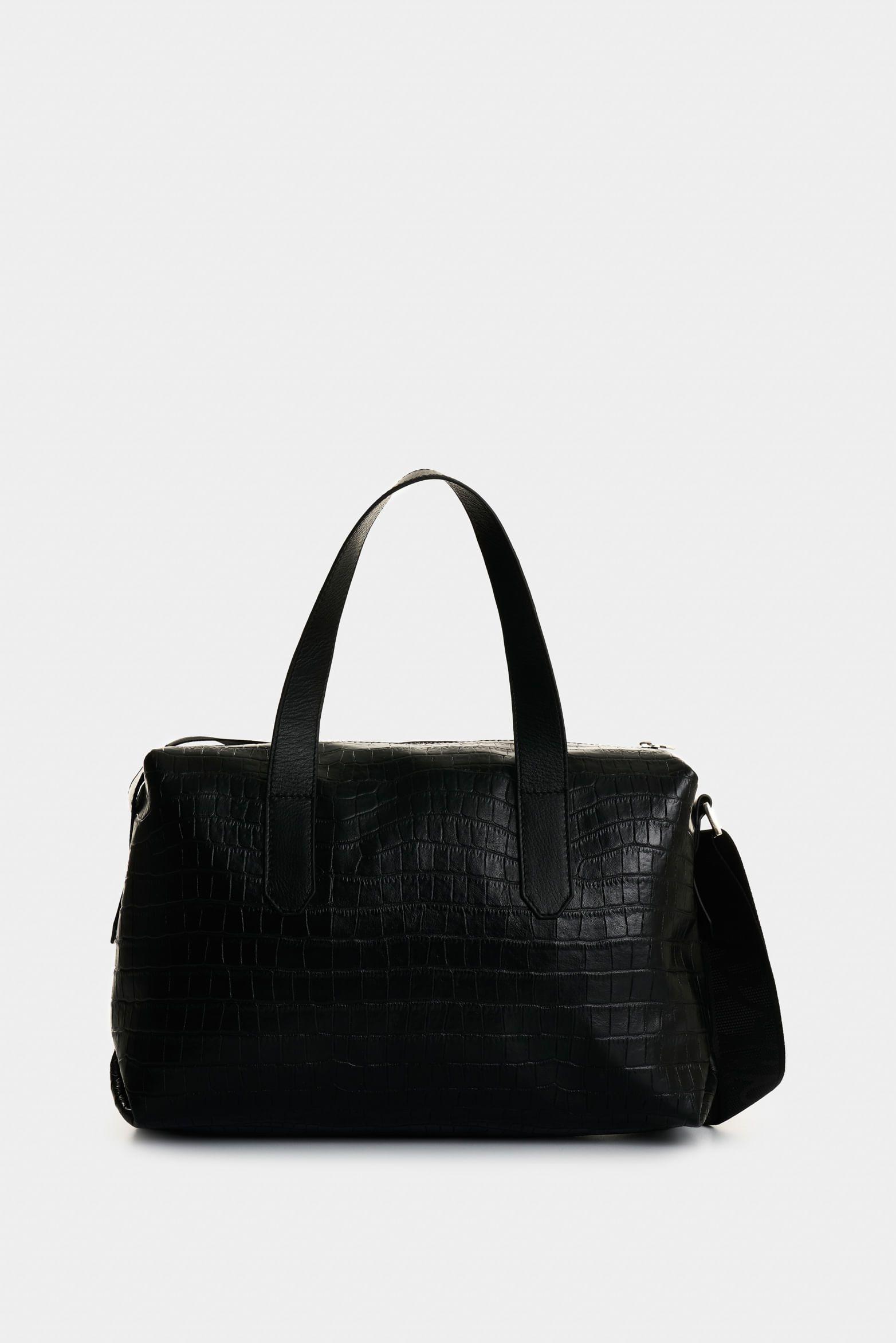 Bowling Nómada de cuero para mujer grabado Negro-2