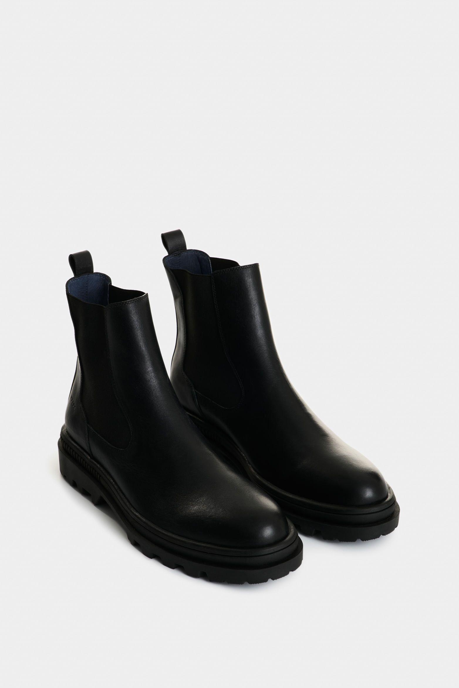 Vélez Botas Dune De Cuero Para Hombre Silueta Chelsea Negro-1