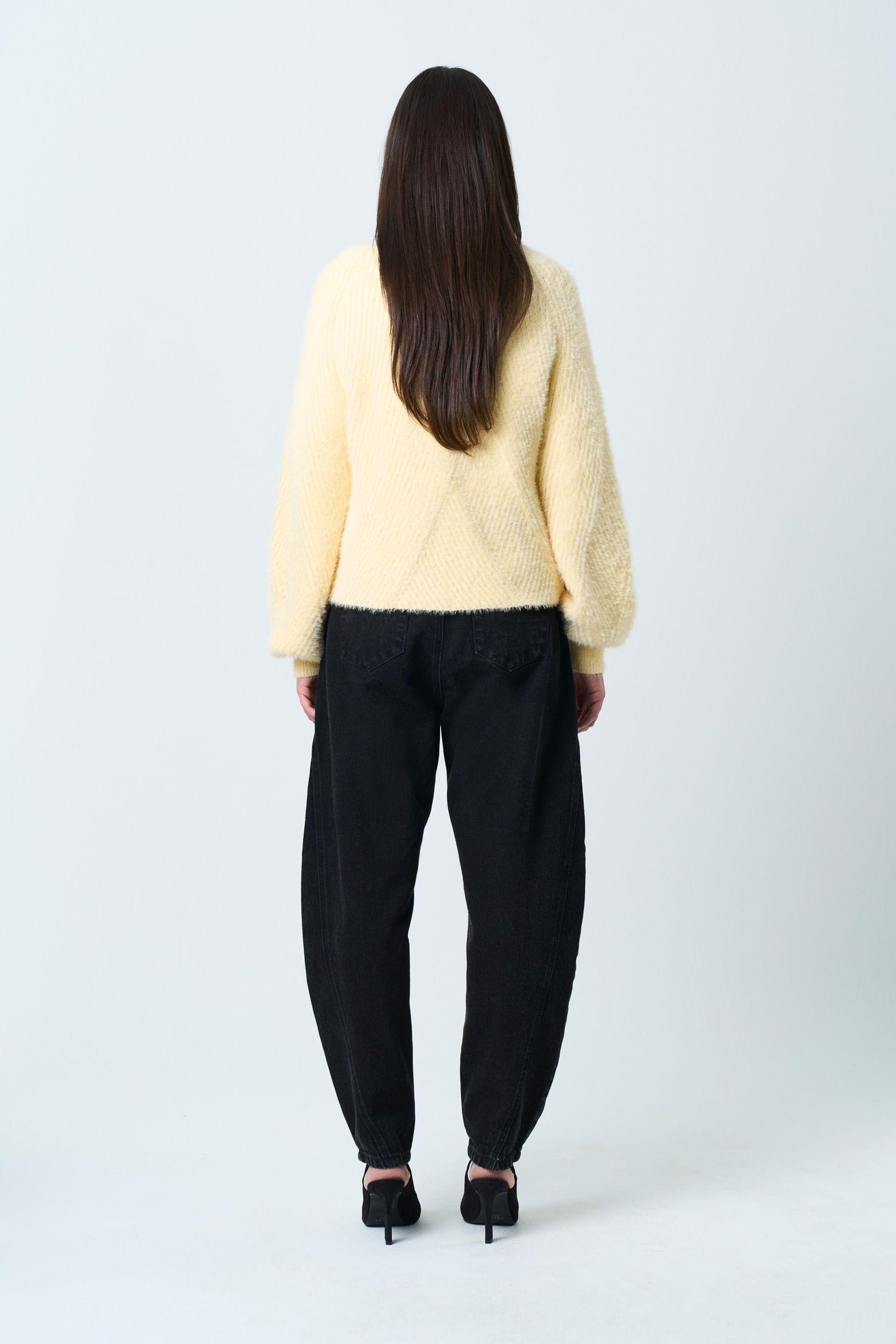 Vélez Sweater Liora Para Mujer Acanalado Asimétrico Amarillo-2
