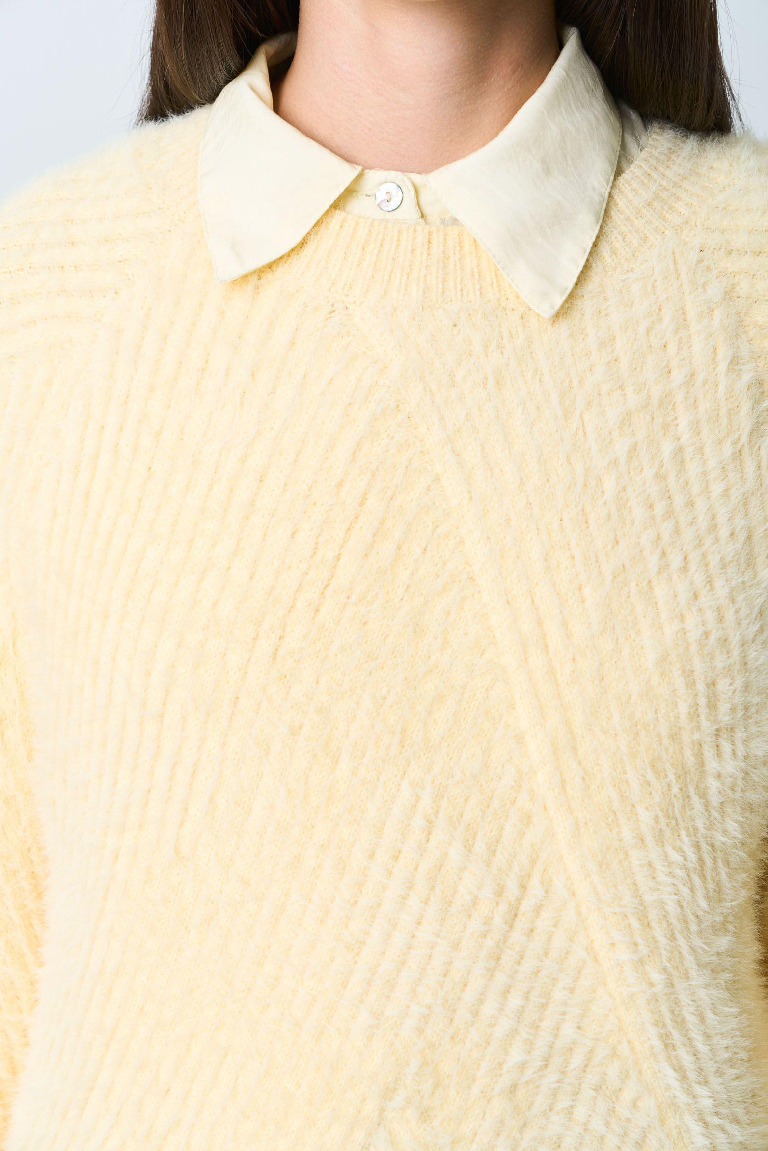 Vélez Sweater Liora Para Mujer Acanalado Asimétrico Amarillo-5