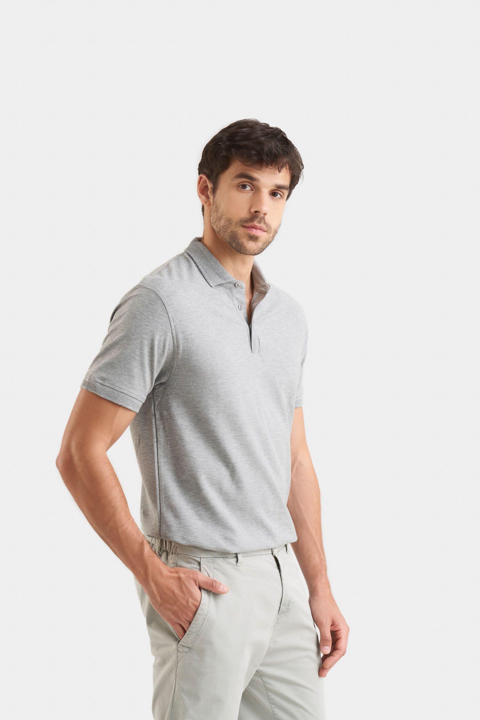 Vélez Polera Polo Casual Algodón Pima Gris-2
