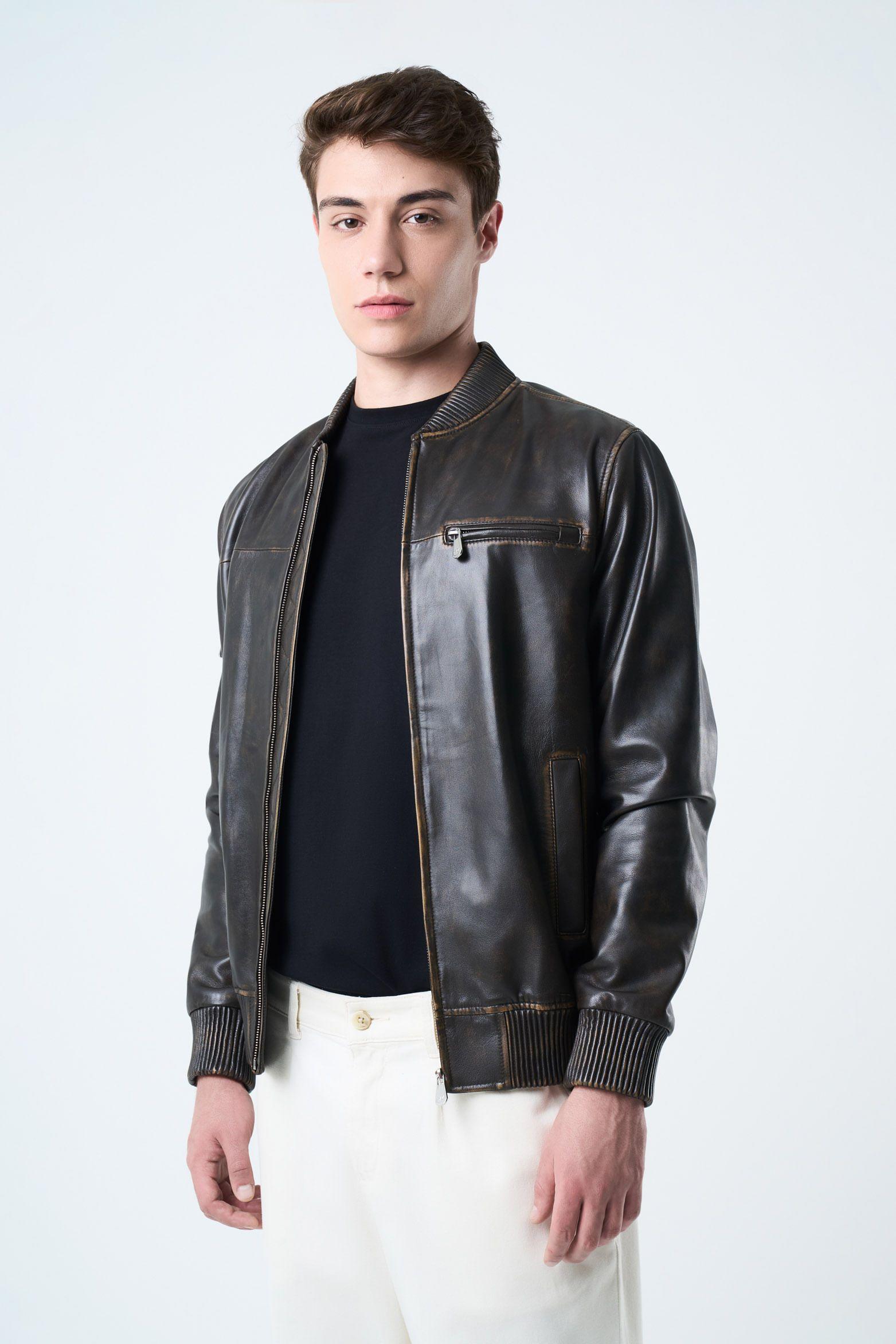Vélez Chaqueta Sika De Cuero  Hombre Silueta Rider Bronce-1