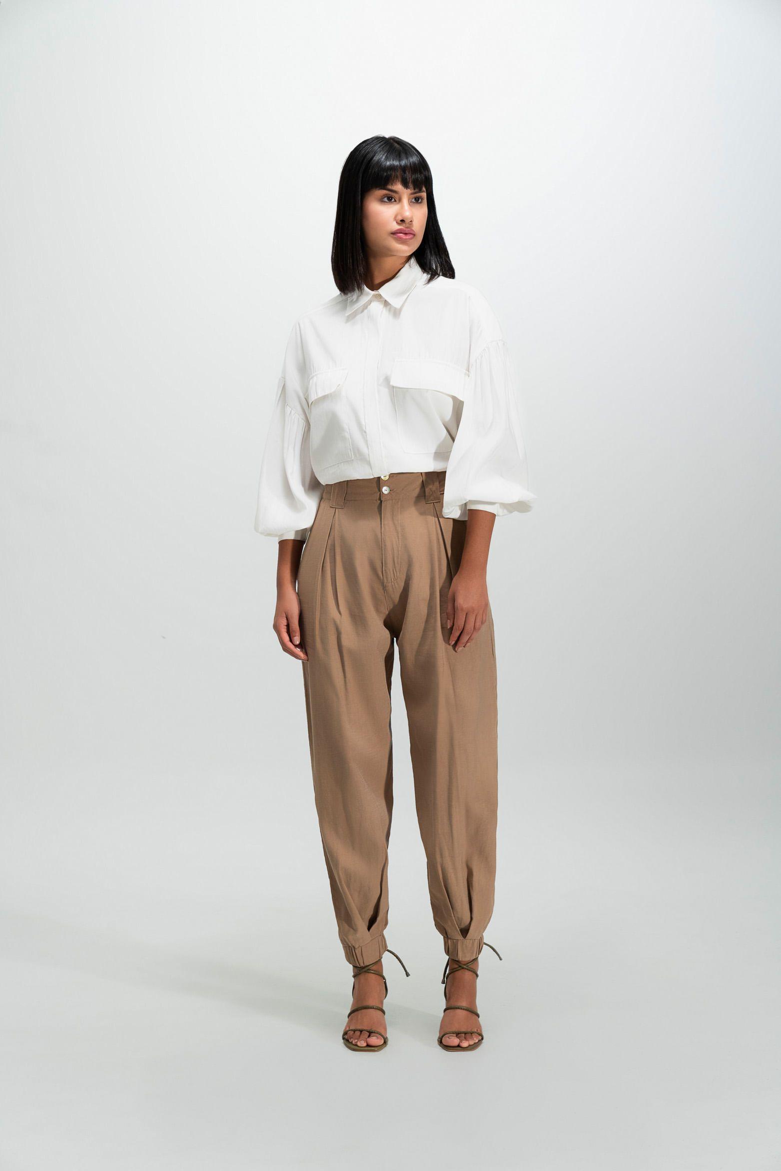 Vélez Pantalón Baggy Trébol Para Mujer Tiro Alto Arena-0