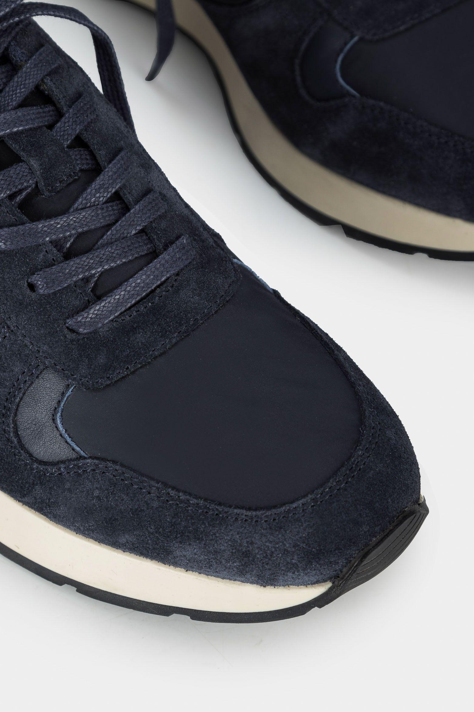 Zapatillas oporto de cuero por lona para hombre mezcla de teturas Azul Oscuro-3