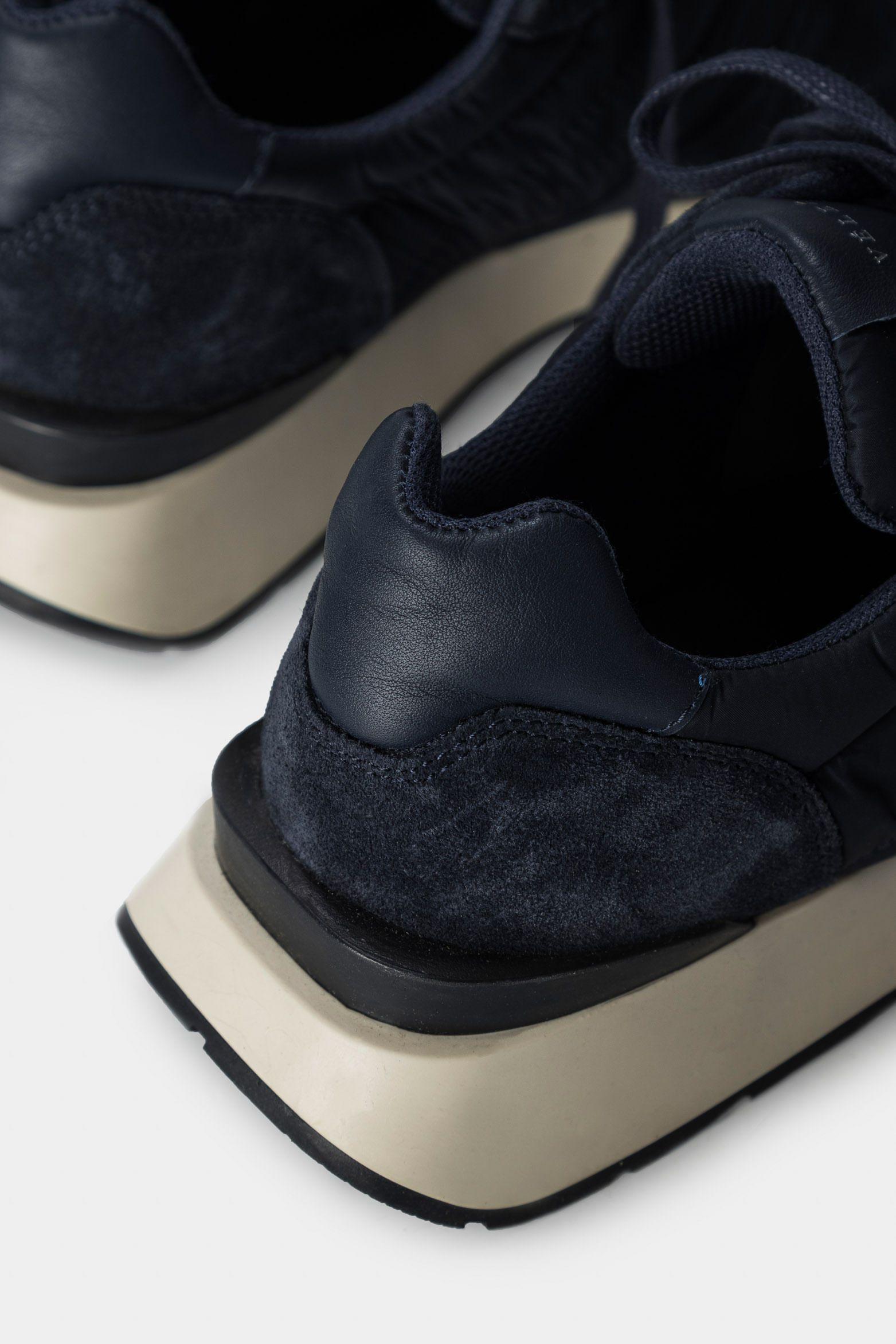 Zapatillas oporto de cuero por lona para hombre mezcla de teturas Azul Oscuro-4