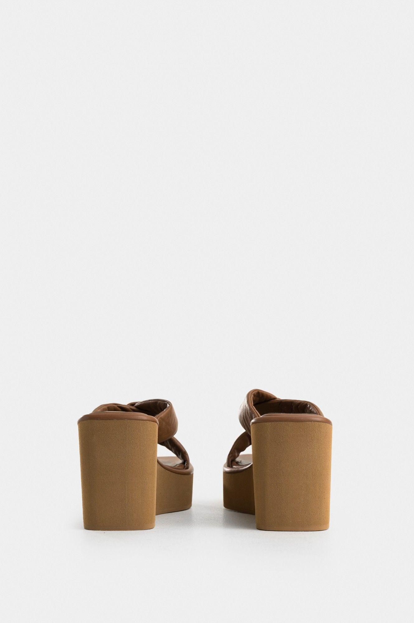 Vélez Sandalia Plataforma Resplandor Cuero Mujer Miel-2