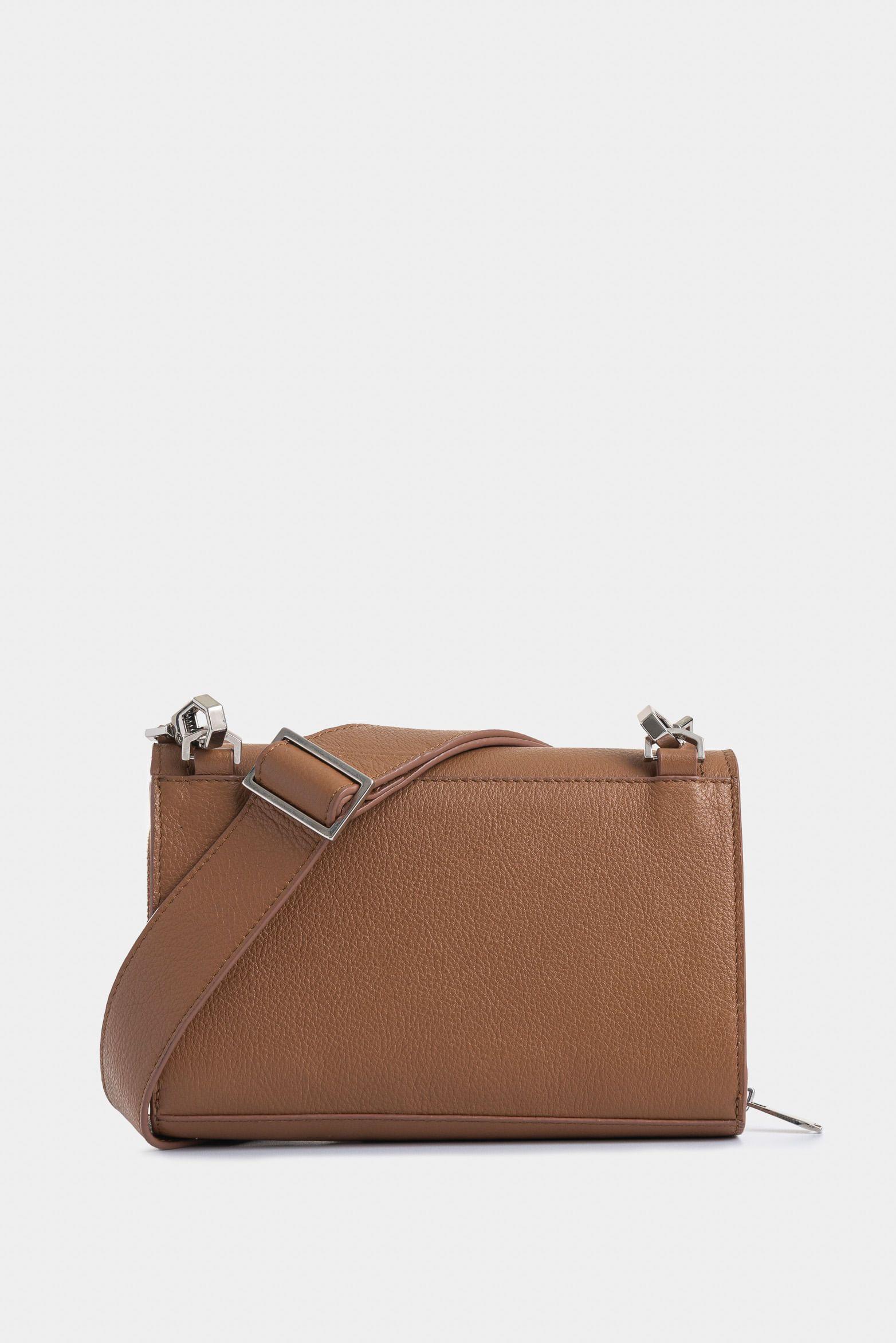 Manos libres mini Abi de cuero para mujer estructurado miel-2