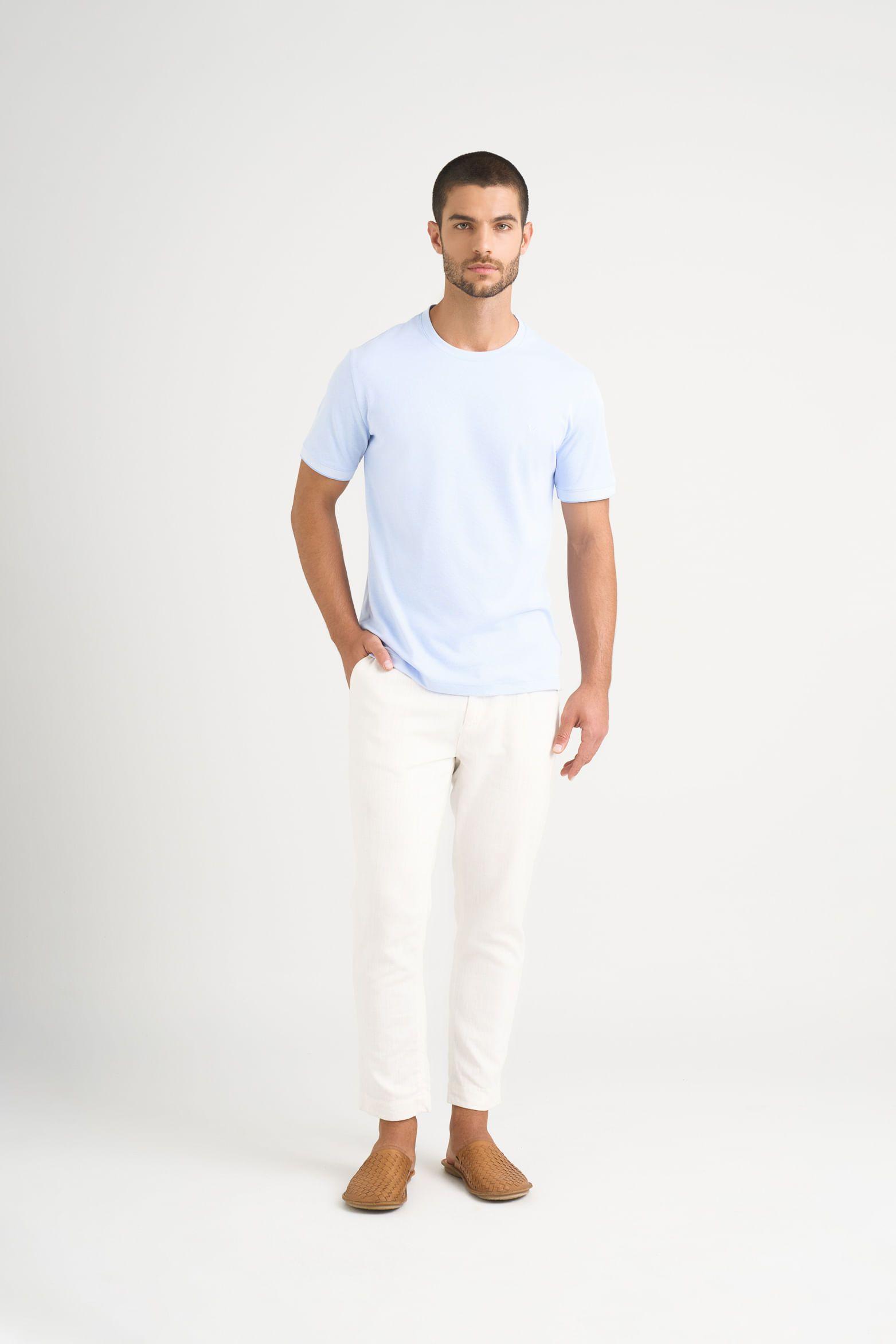 Camiseta micropima Arizona para hombre semi ajustada Azul Claro-1