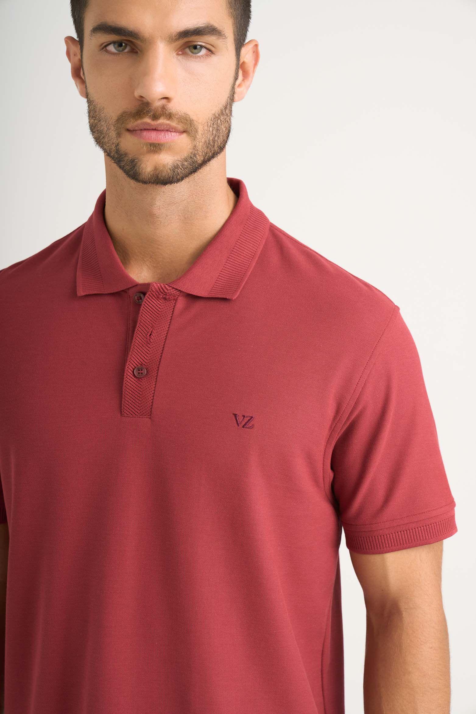 Vélez Polera Polo Hombre Semi Fit Detalle Jacquard Vinotinto-2