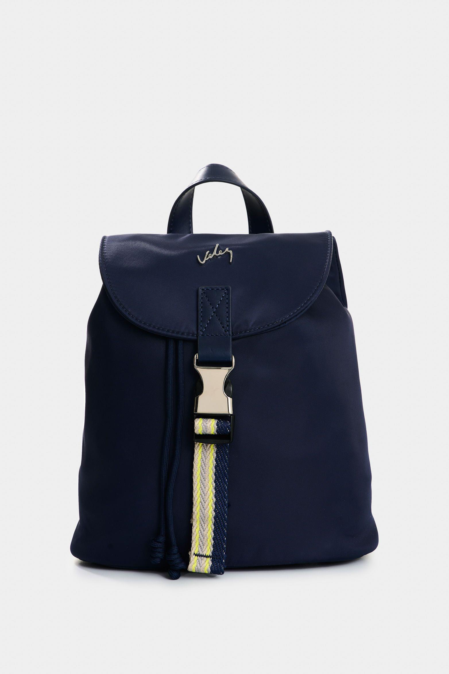 Vélez Mochila Elora Lona Y Cuero Mujer Multicolor Azul-0