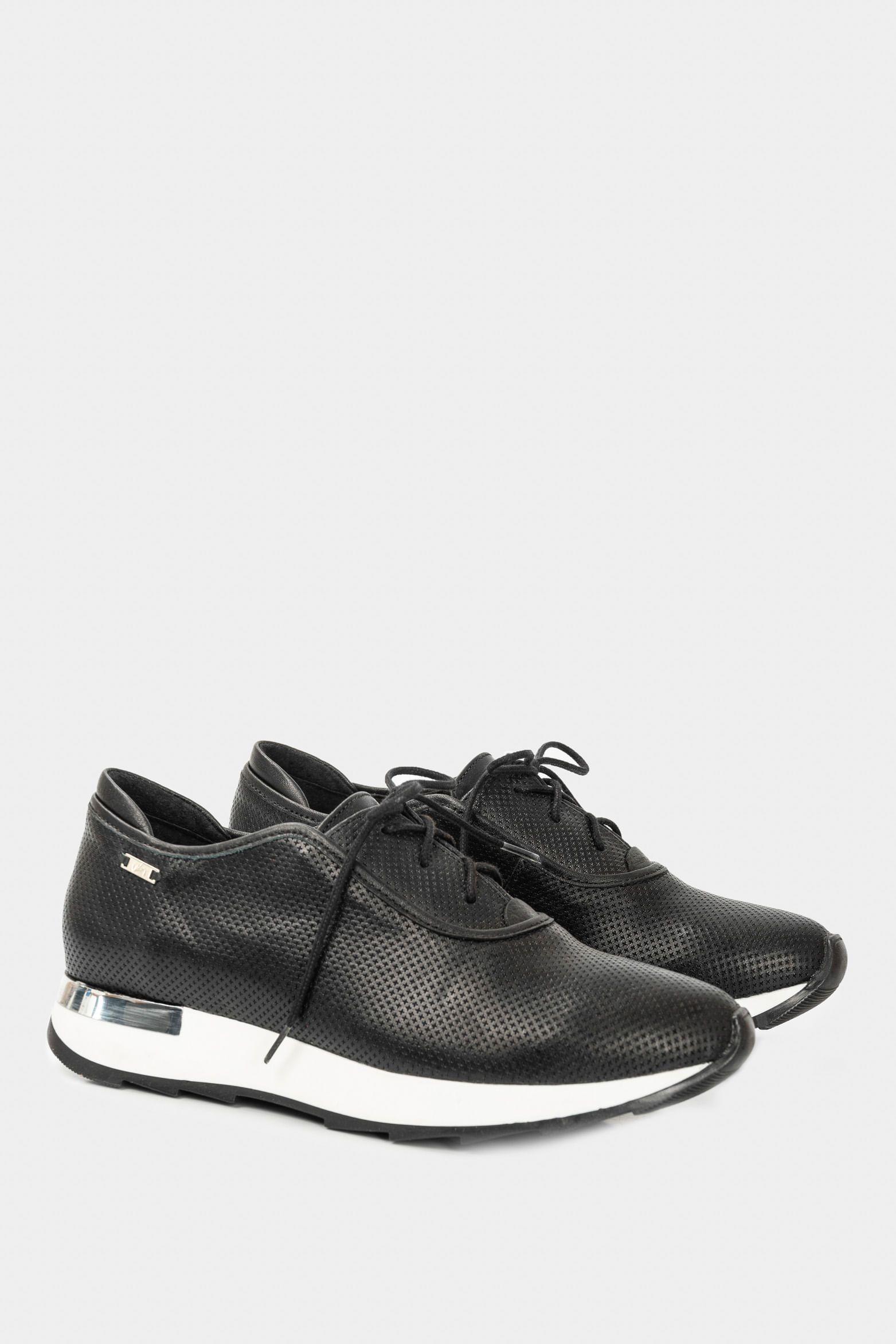 Vélez Zapatos Cordón De Cuero  Mujer Suela Deportiva Negro-1