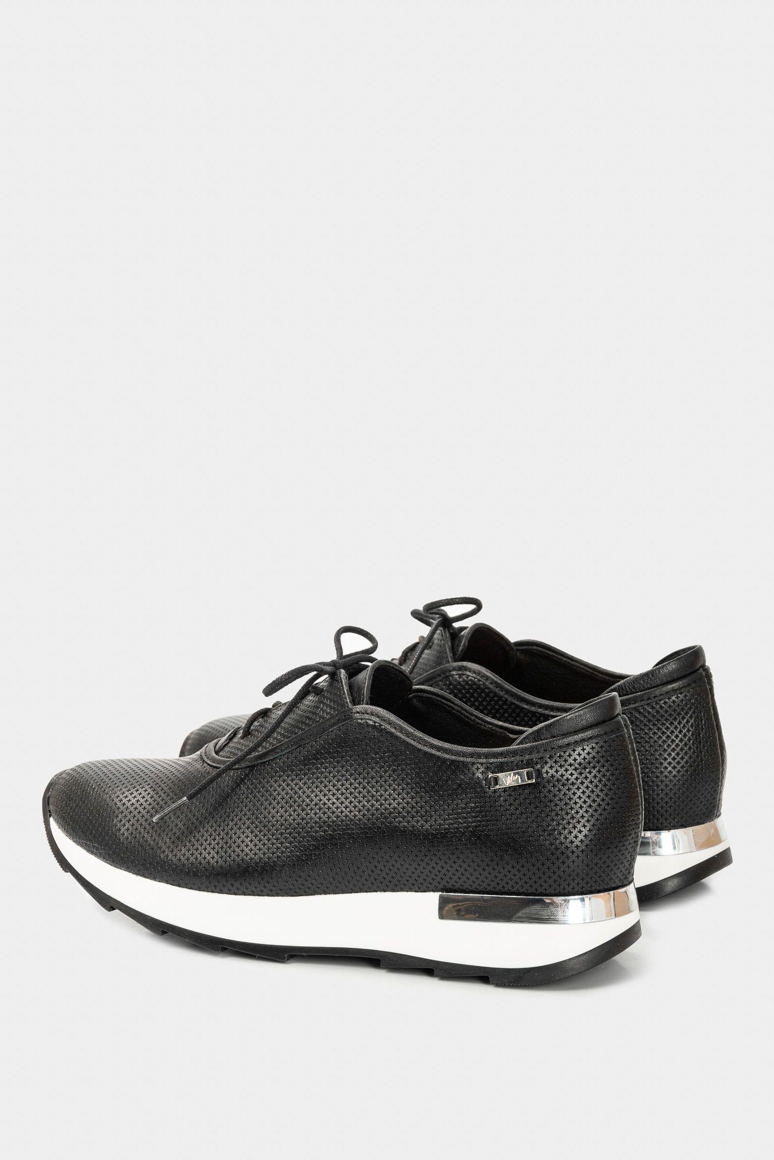 Vélez Zapatos Cordón De Cuero  Mujer Suela Deportiva Negro-2