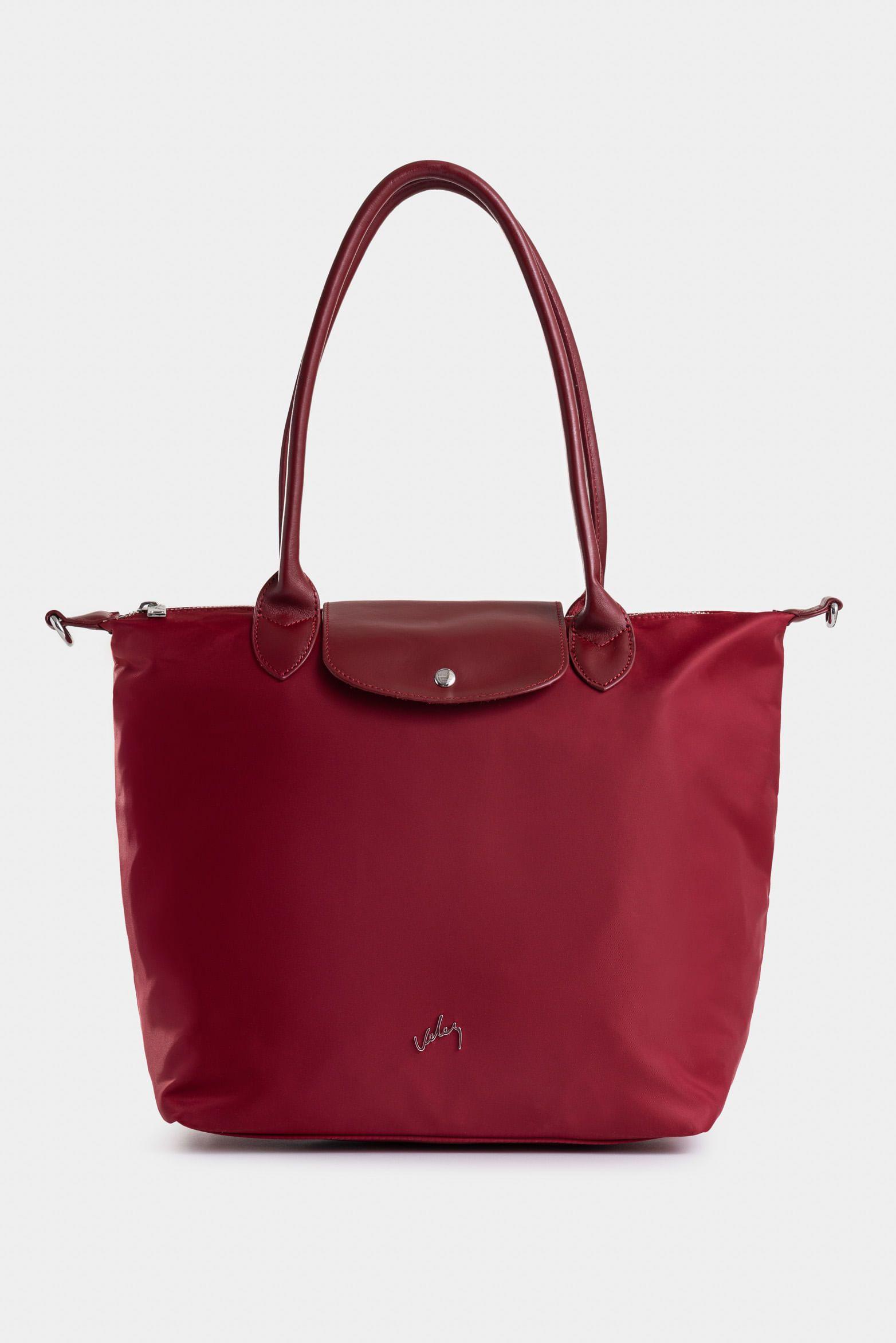 Shopping Ámbar en lona para mujer detalle cuero vinotinto-0