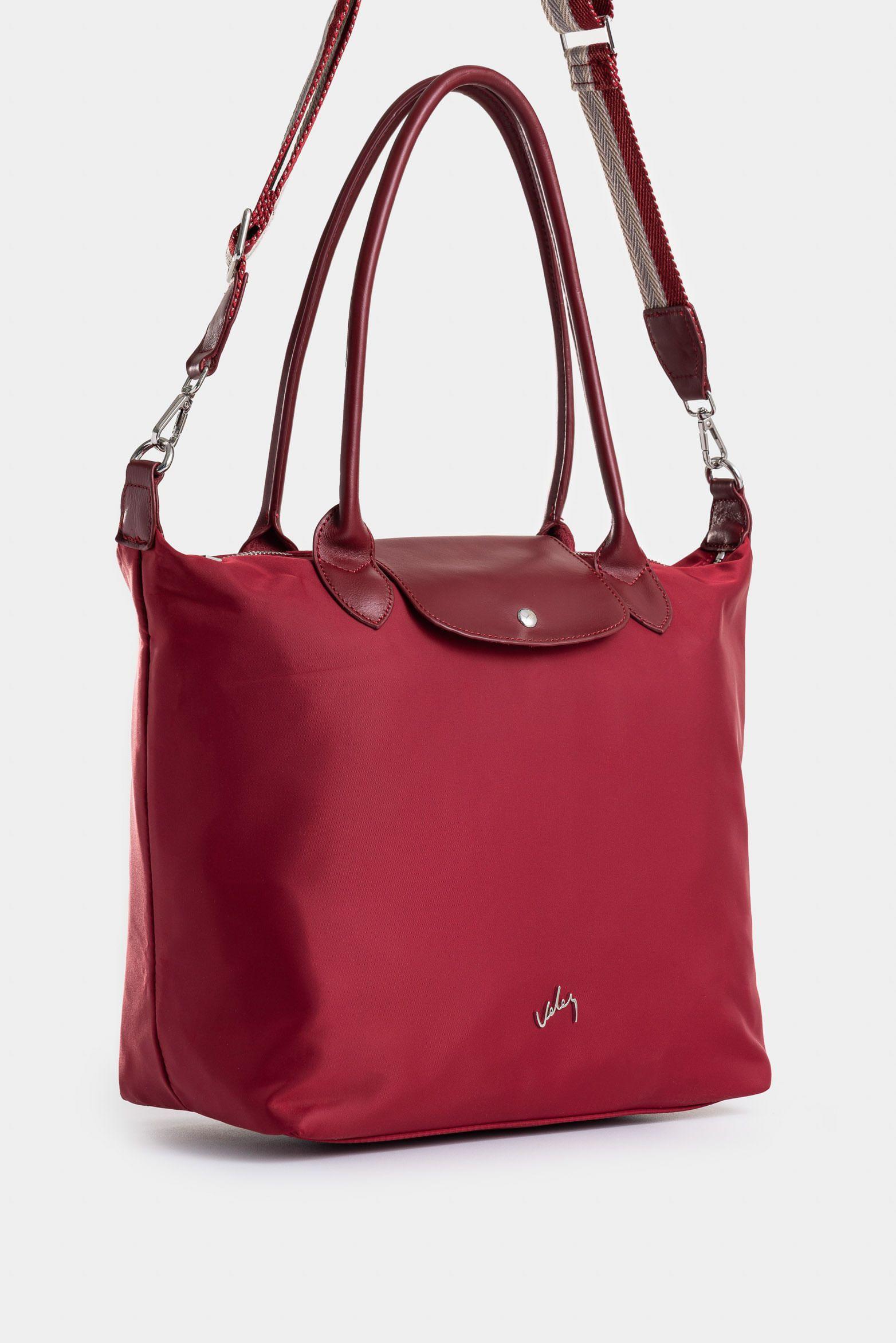 Shopping Ámbar en lona para mujer detalle cuero vinotinto-1