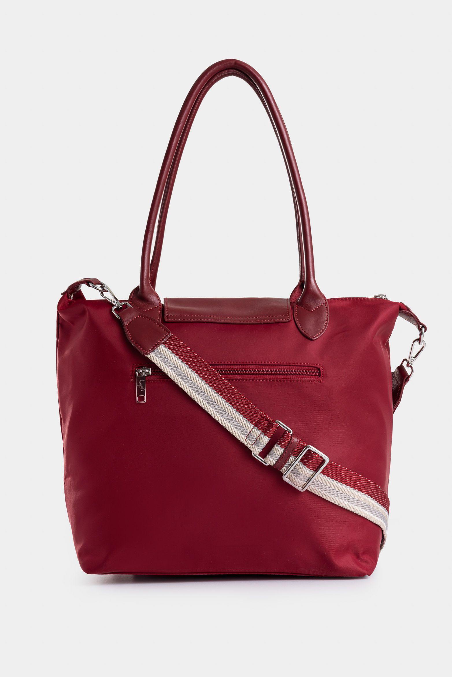 Shopping Ámbar en lona para mujer detalle cuero vinotinto-2