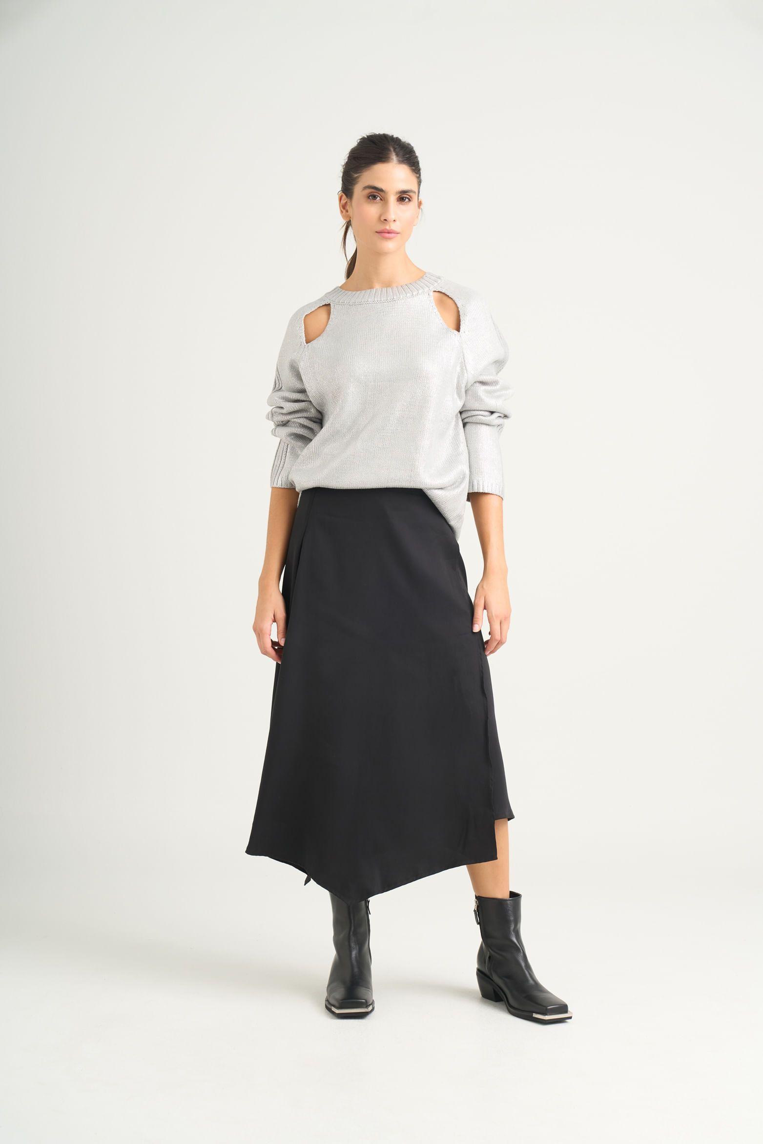 Vélez Sweater Star Tejido Rectilíneo Mujer Metalizado Gris-1