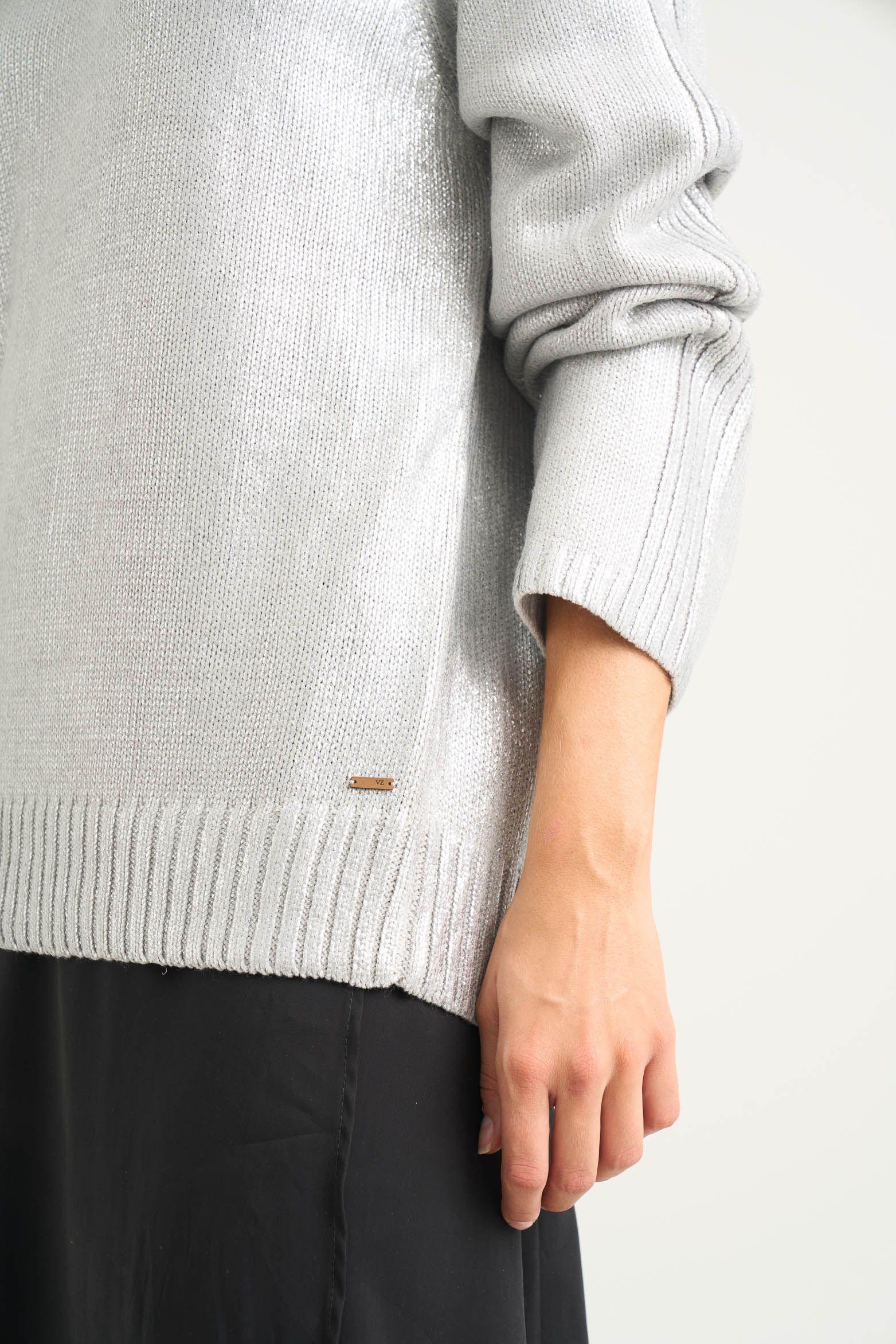 Vélez Sweater Star Tejido Rectilíneo Mujer Metalizado Gris-4