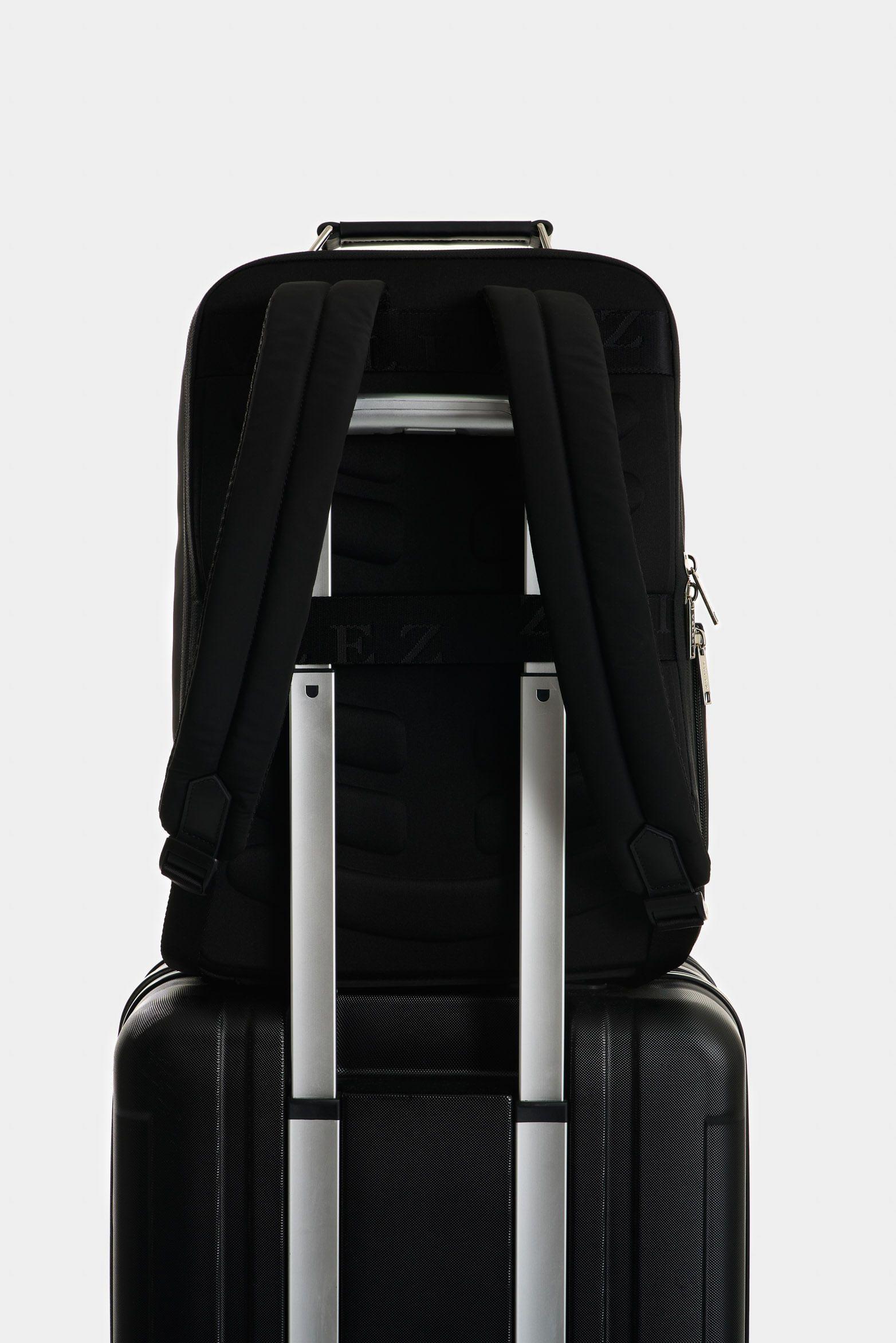 Vélez Mochila Elon En Lona Y Cuero Para Hombre Office Negro-2