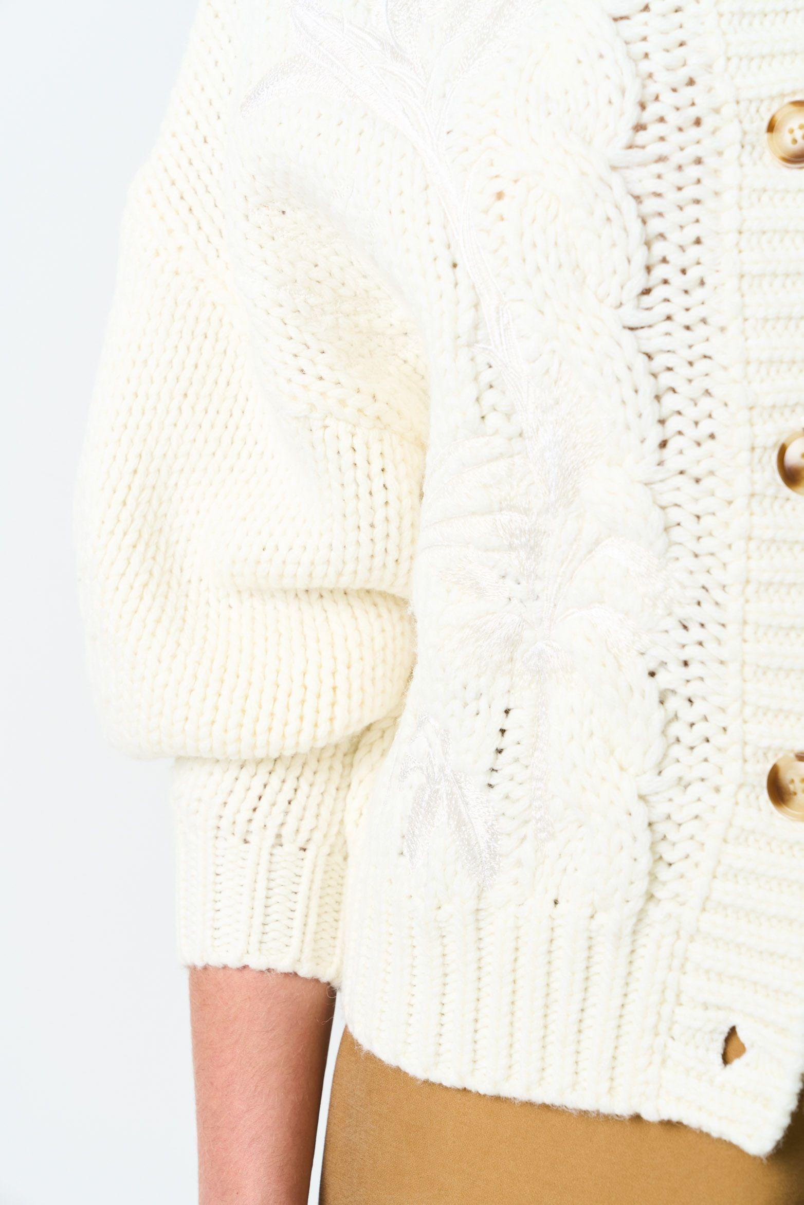 Vélez Cardigan Kalixto Tejido Para Mujer Bordado Crema-6