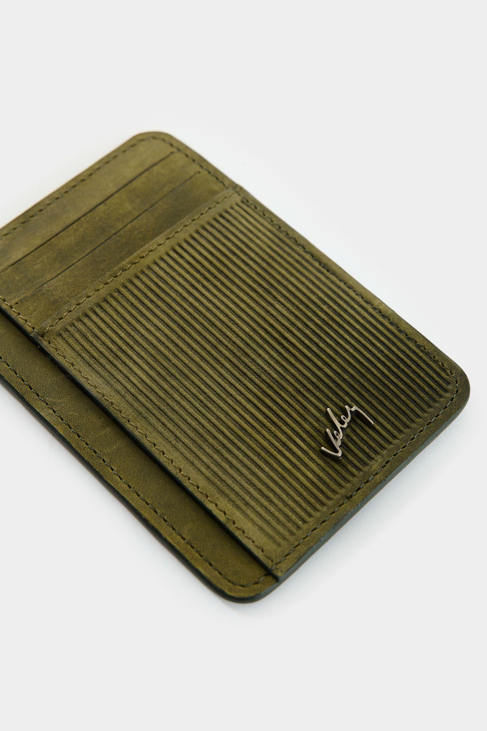 Vélez Portatarjetas Vértice Cuero Hombre  Verde Oliva-3