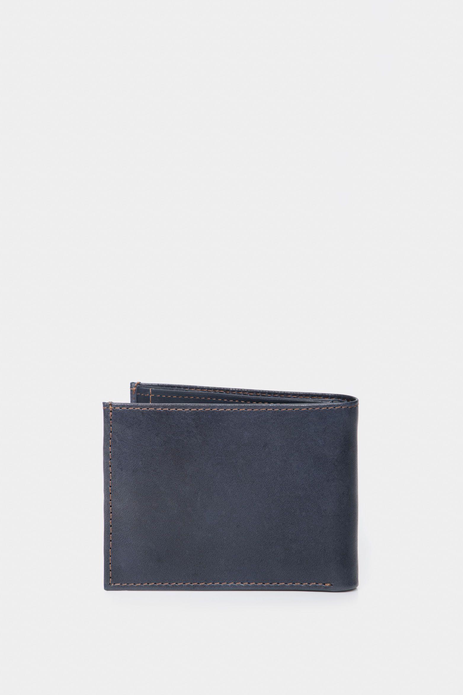 Billetera Humanista de cuero para hombre costuras contraste   azul oscuro-2