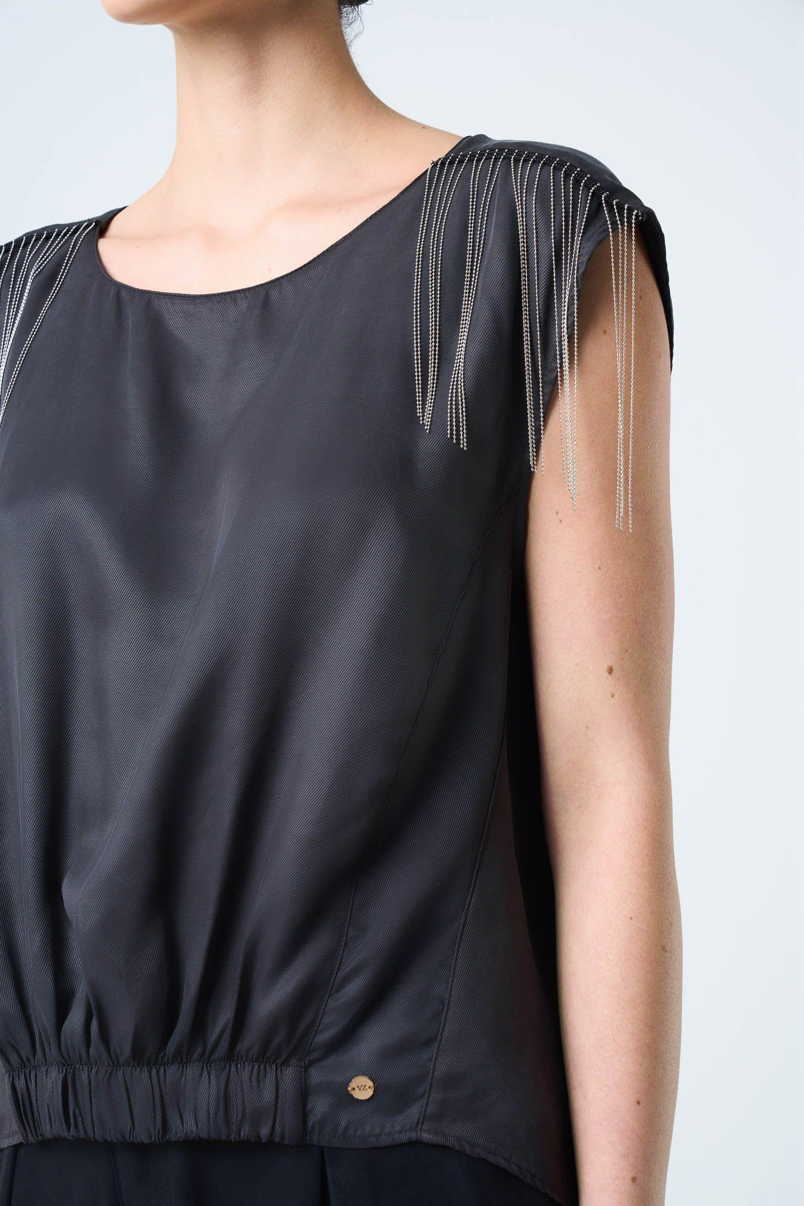 Vélez Top Hydra Manga Sisa Para Mujer Flecos Millaré Negro-6