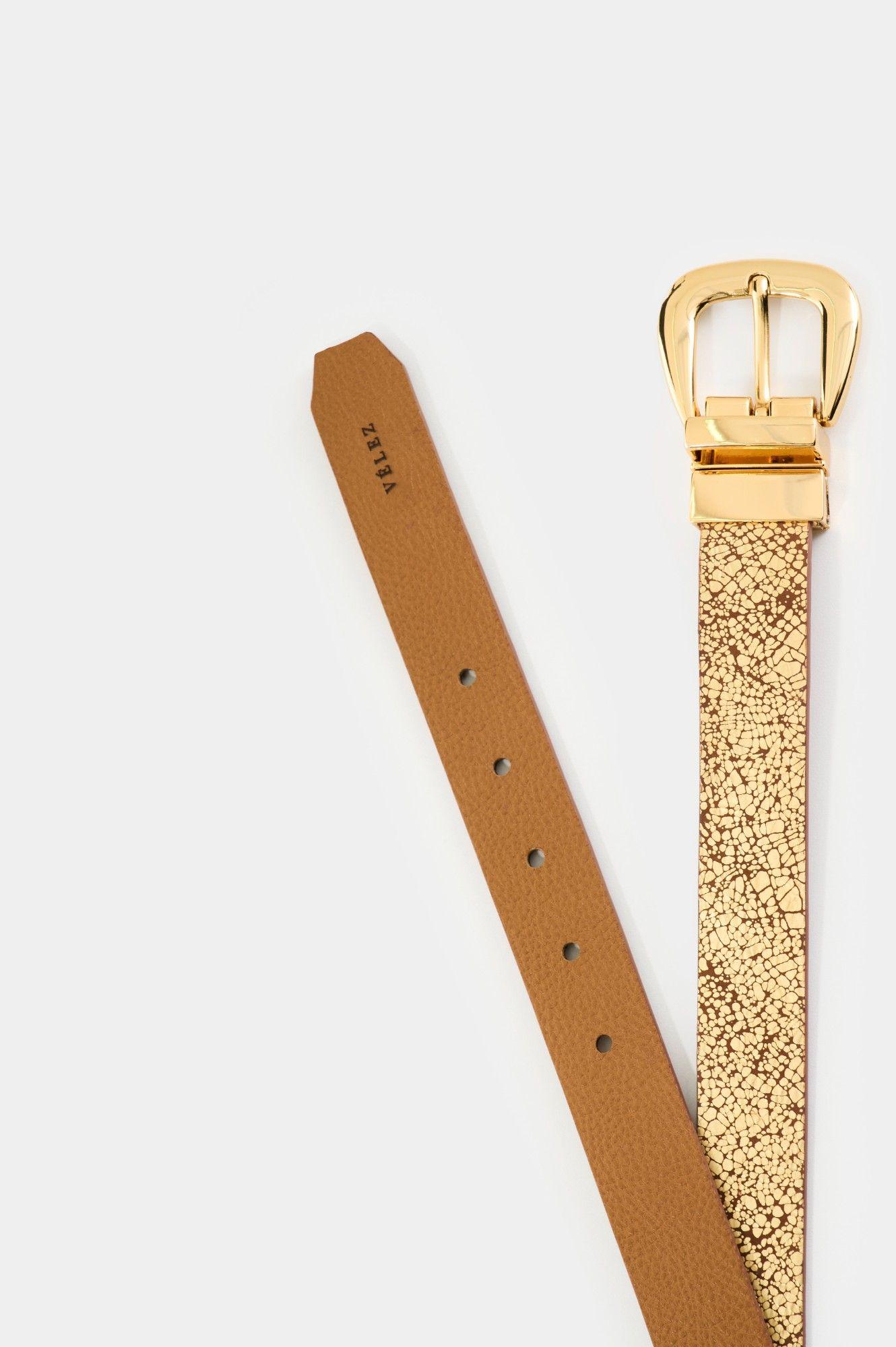 Vélez Cinturón Doble Faz Cuero Folia Mujer Iskay Dorado-2