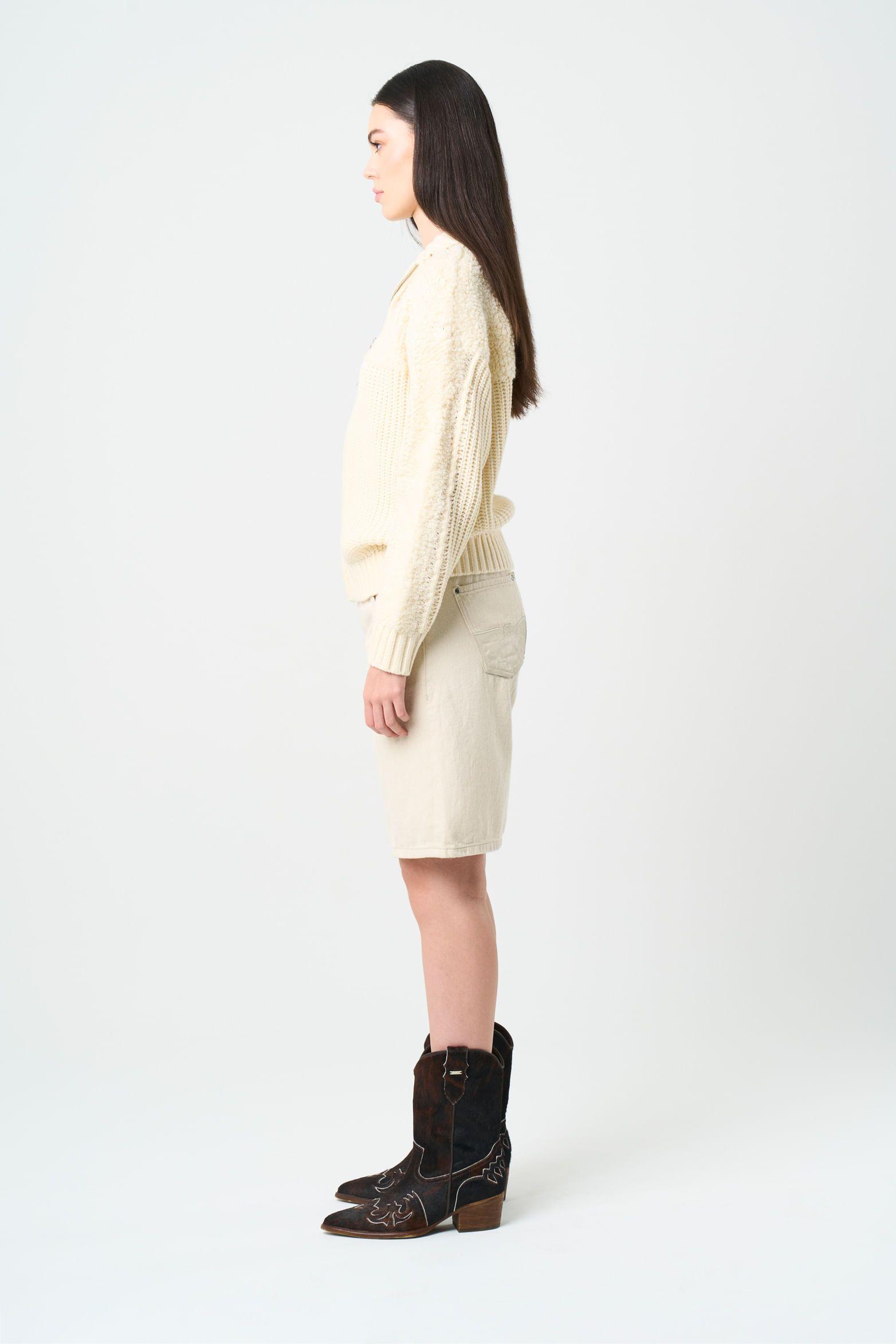 Vélez Sweater Tejido Silueta Bomber Astra Crema-1
