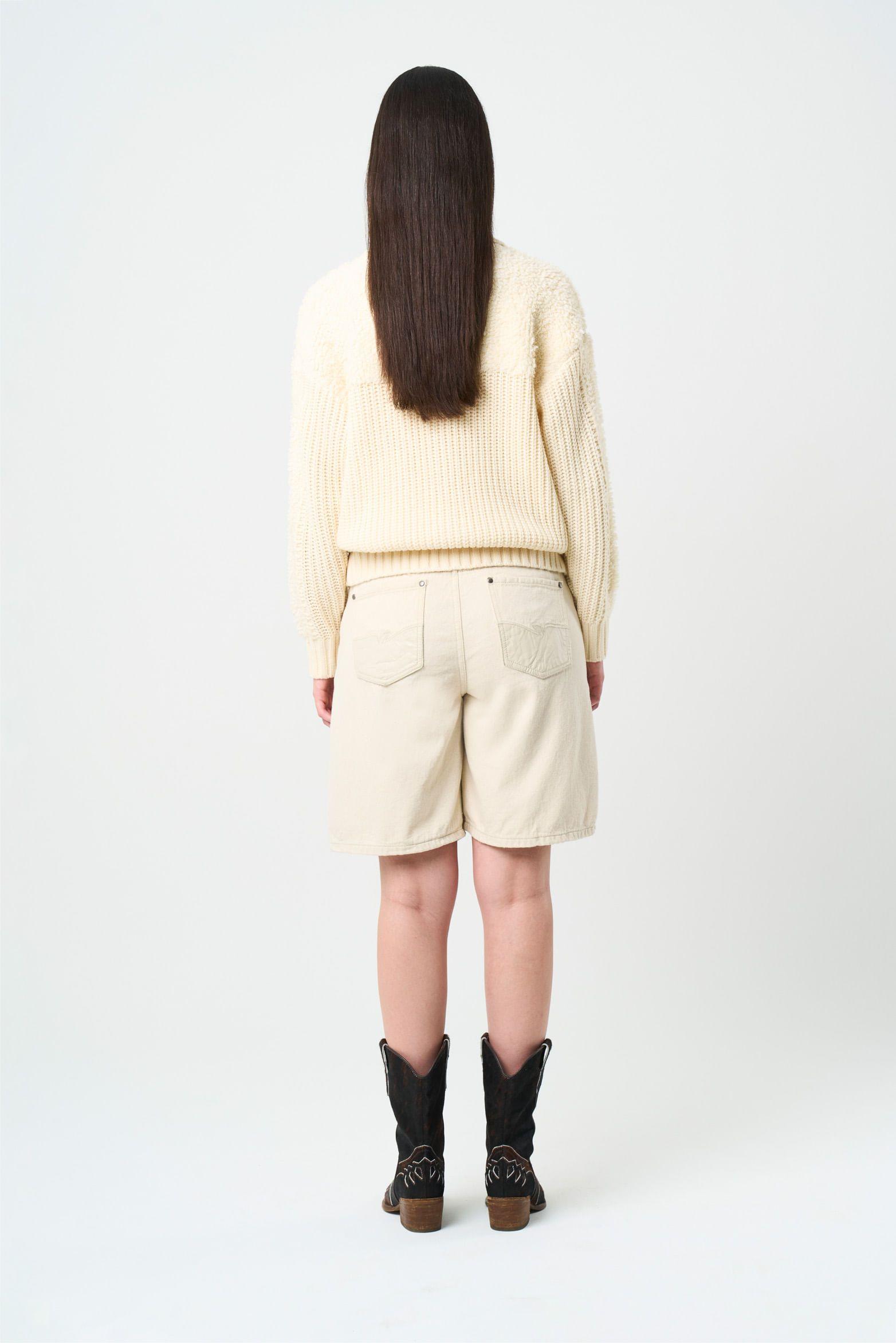 Vélez Sweater Tejido Silueta Bomber Astra Crema-2