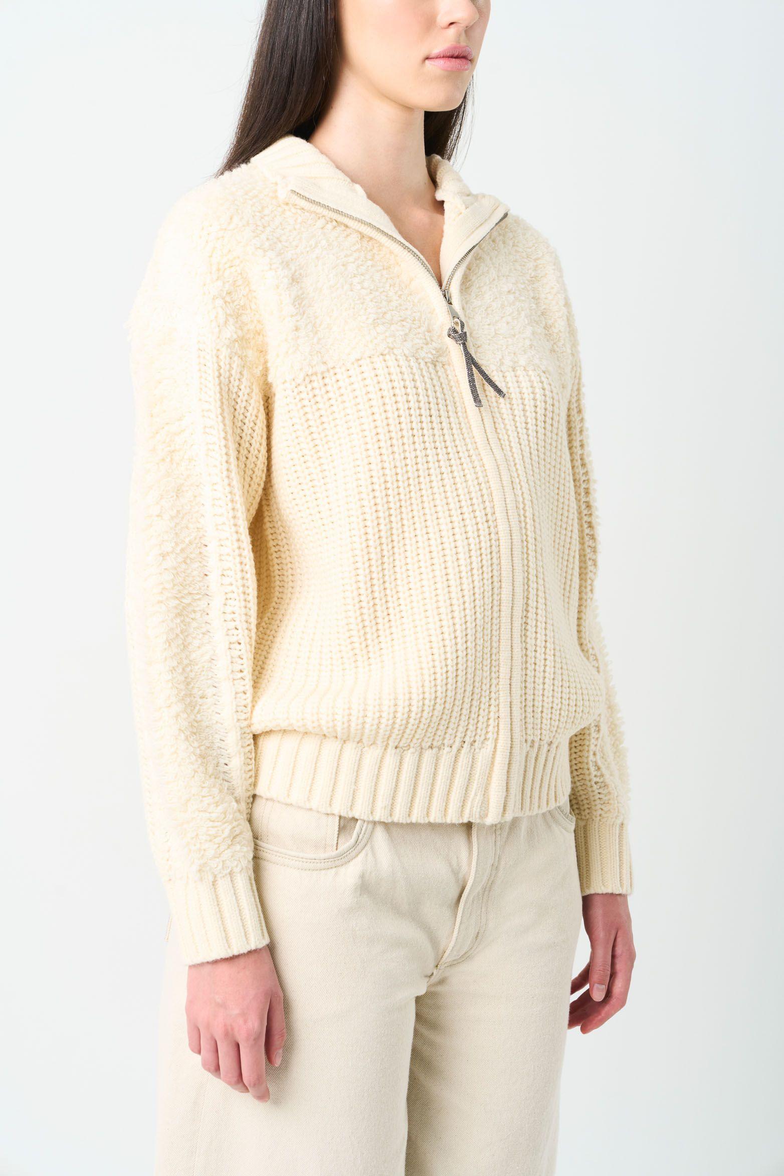 Vélez Sweater Tejido Silueta Bomber Astra Crema-4
