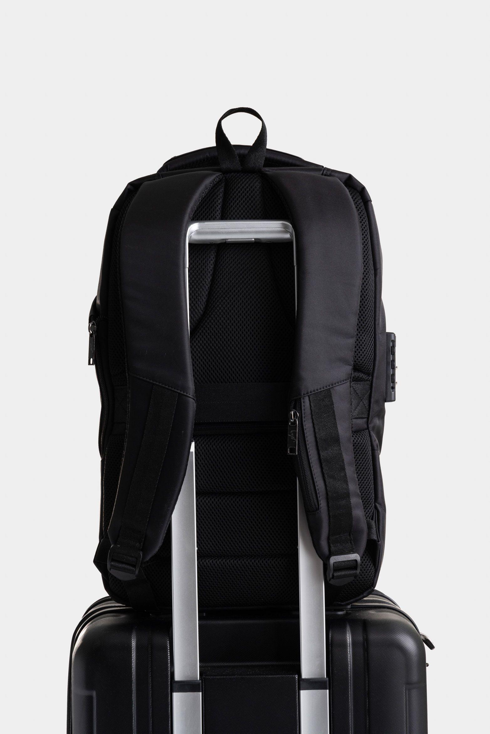 Tula morral Nolan de lona y cuero para hombre estilo utilitario negro-2