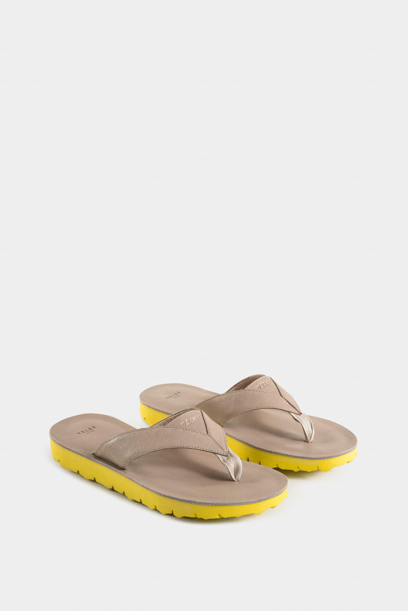 Vélez Sandalias Estepa De Cuero  Hombre Tres Puntadas Arena-1