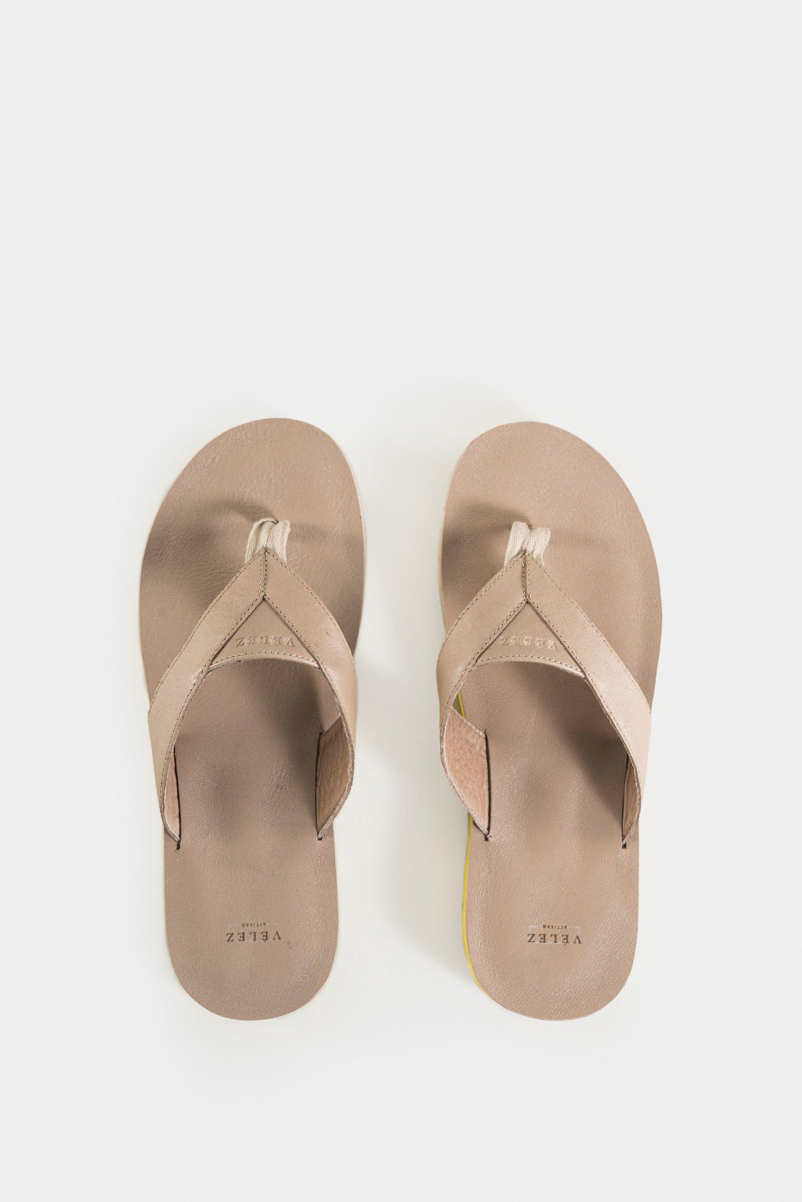 Vélez Sandalias Estepa De Cuero  Hombre Tres Puntadas Arena-3