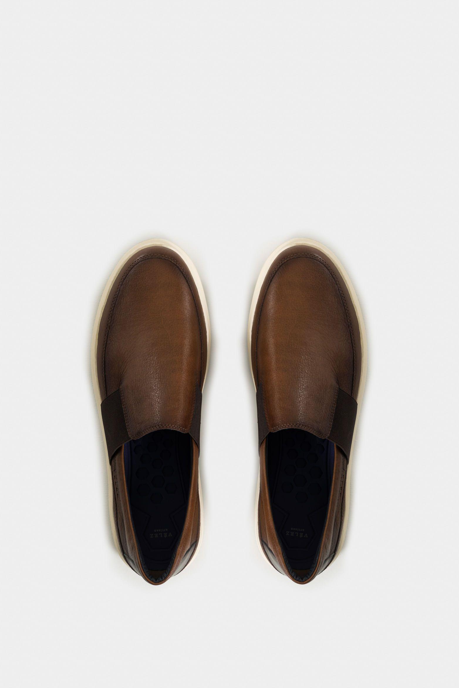 Vélez Mocasín Botanic 2 Cuero Liso Y Gamuzado Hombre Suela Ecoflex Miel-3