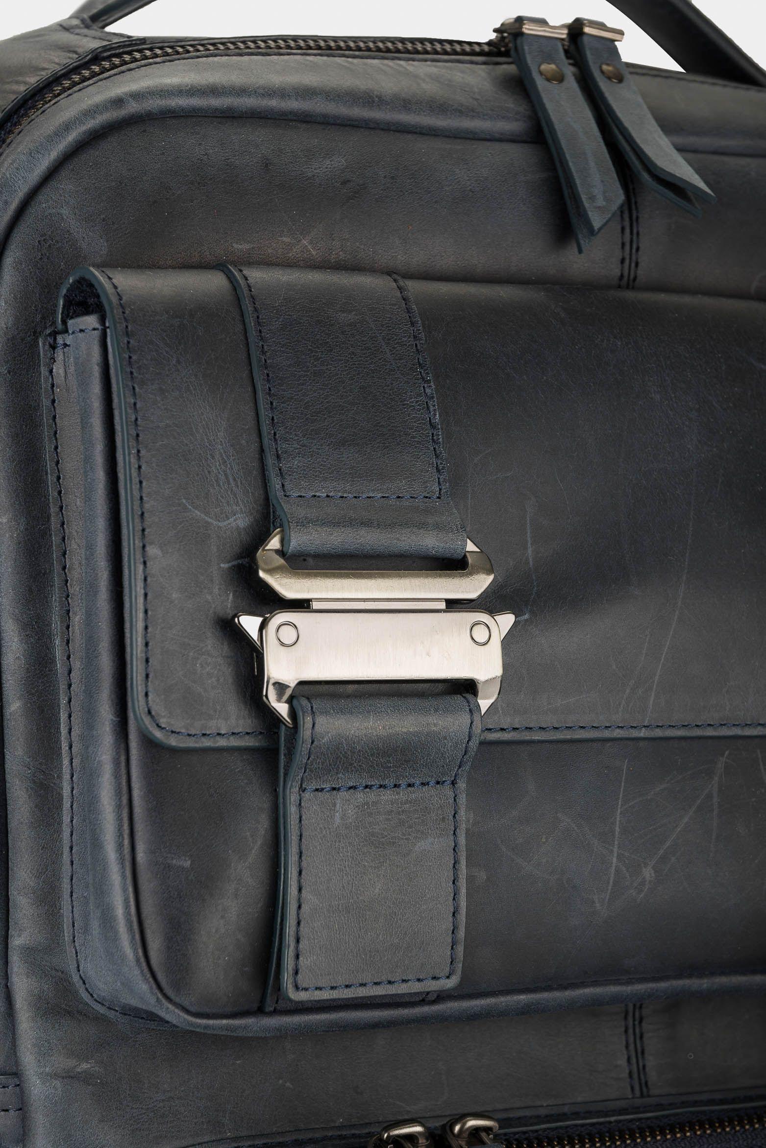 Vélez Mochila Barceló Cuero Hombre Chapas  Azul Oscuro-4