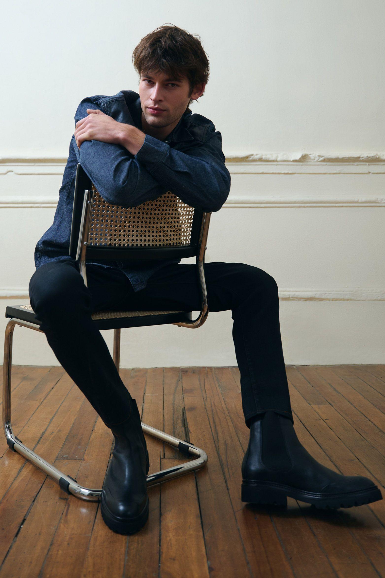 Vélez Botas Petra De Cuero Para Hombre Tractoradas Negro-0