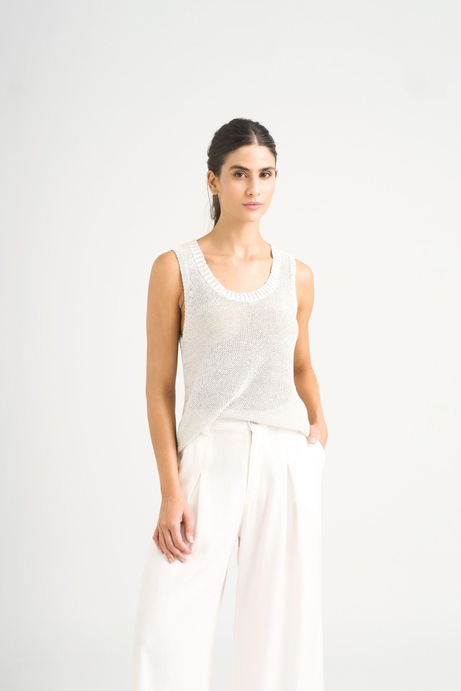 Vélez Polera Tejida Para Mujer Efecto Metalizado Lúre Crema-0