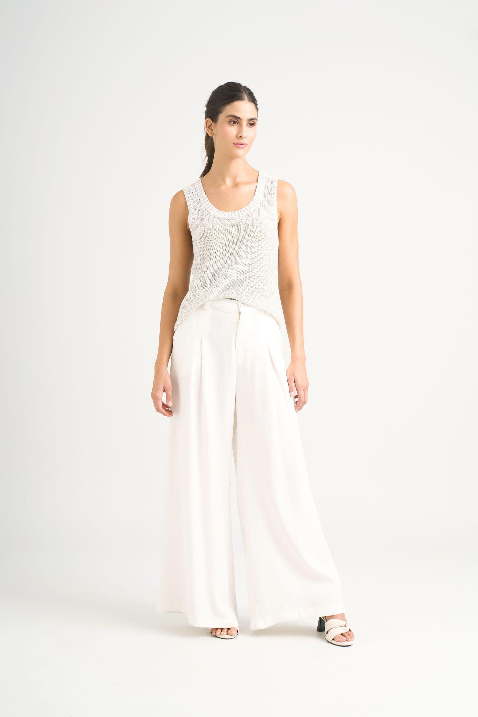 Vélez Polera Tejida Para Mujer Efecto Metalizado Lúre Crema-1