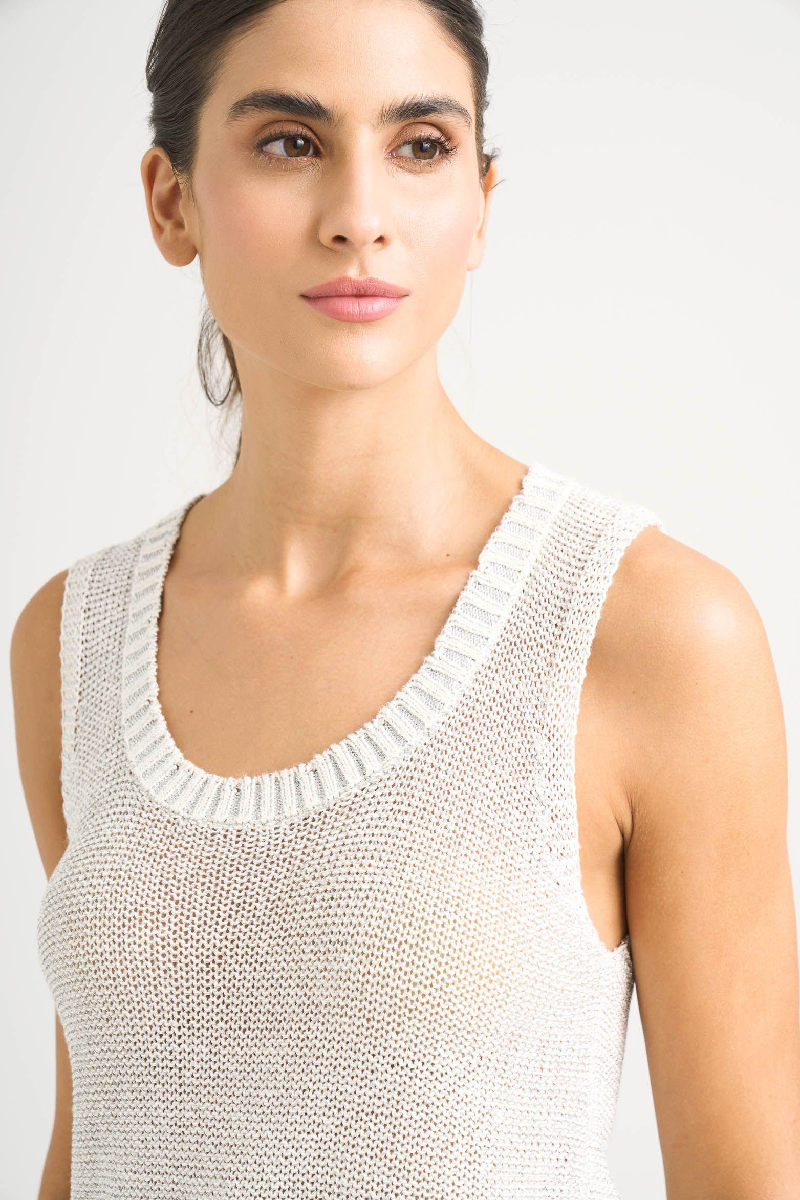 Vélez Polera Tejida Para Mujer Efecto Metalizado Lúre Crema-2