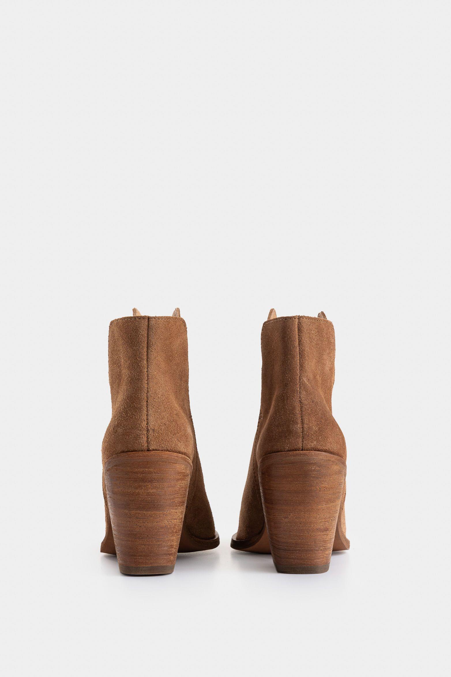 Vélez Botines Alpha Cuero Gamuzado Mujer  Asimétrica Miel-2