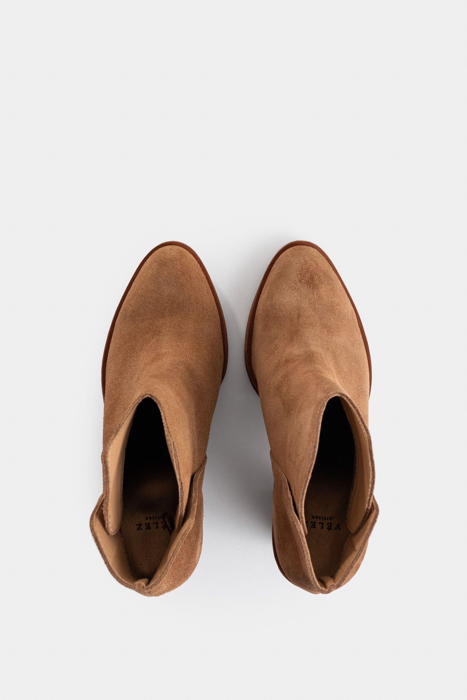 Vélez Botines Alpha Cuero Gamuzado Mujer  Asimétrica Miel-3