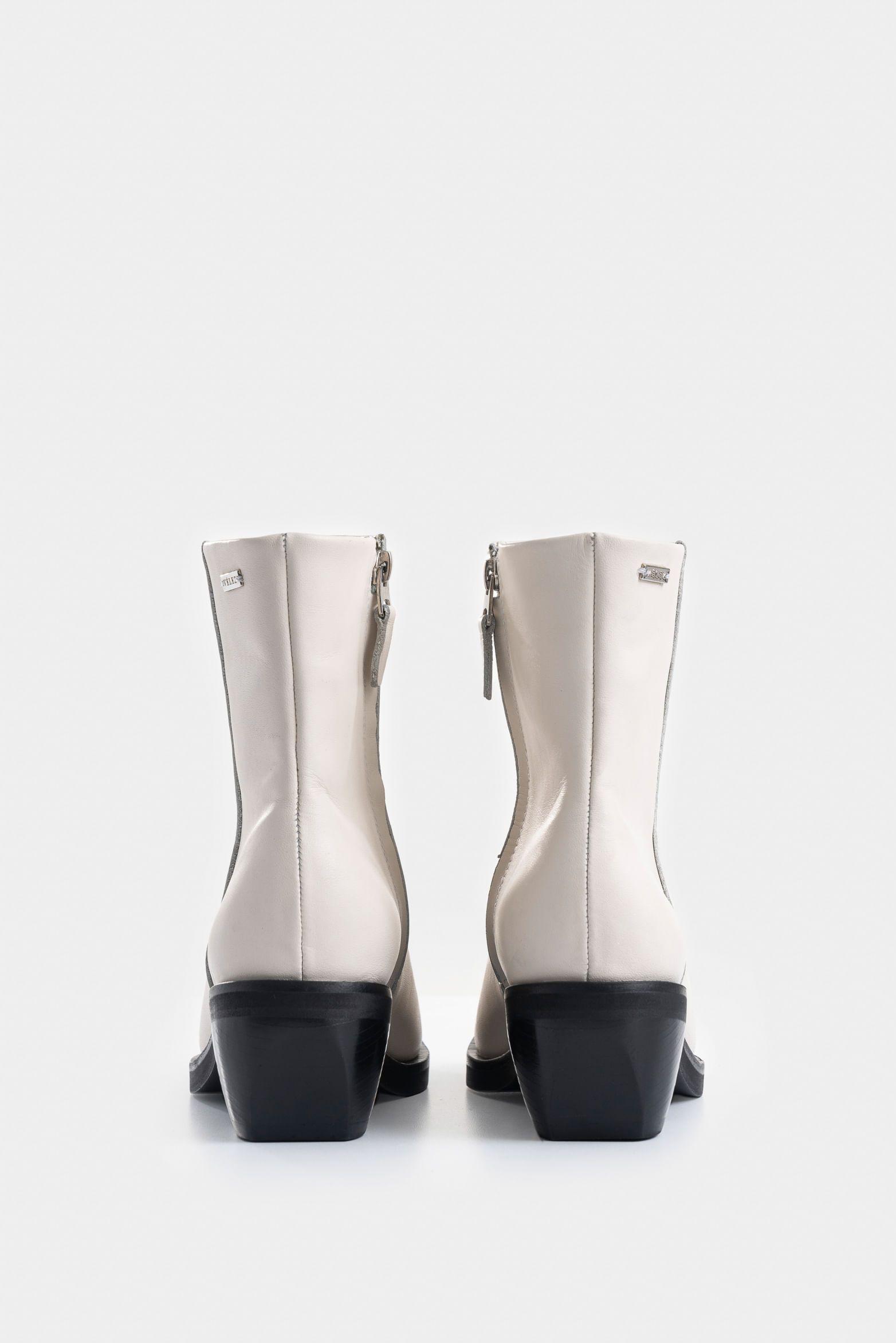 Vélez Botines Magena De Cuero Mujer Dima Cuadrada Blanco-2