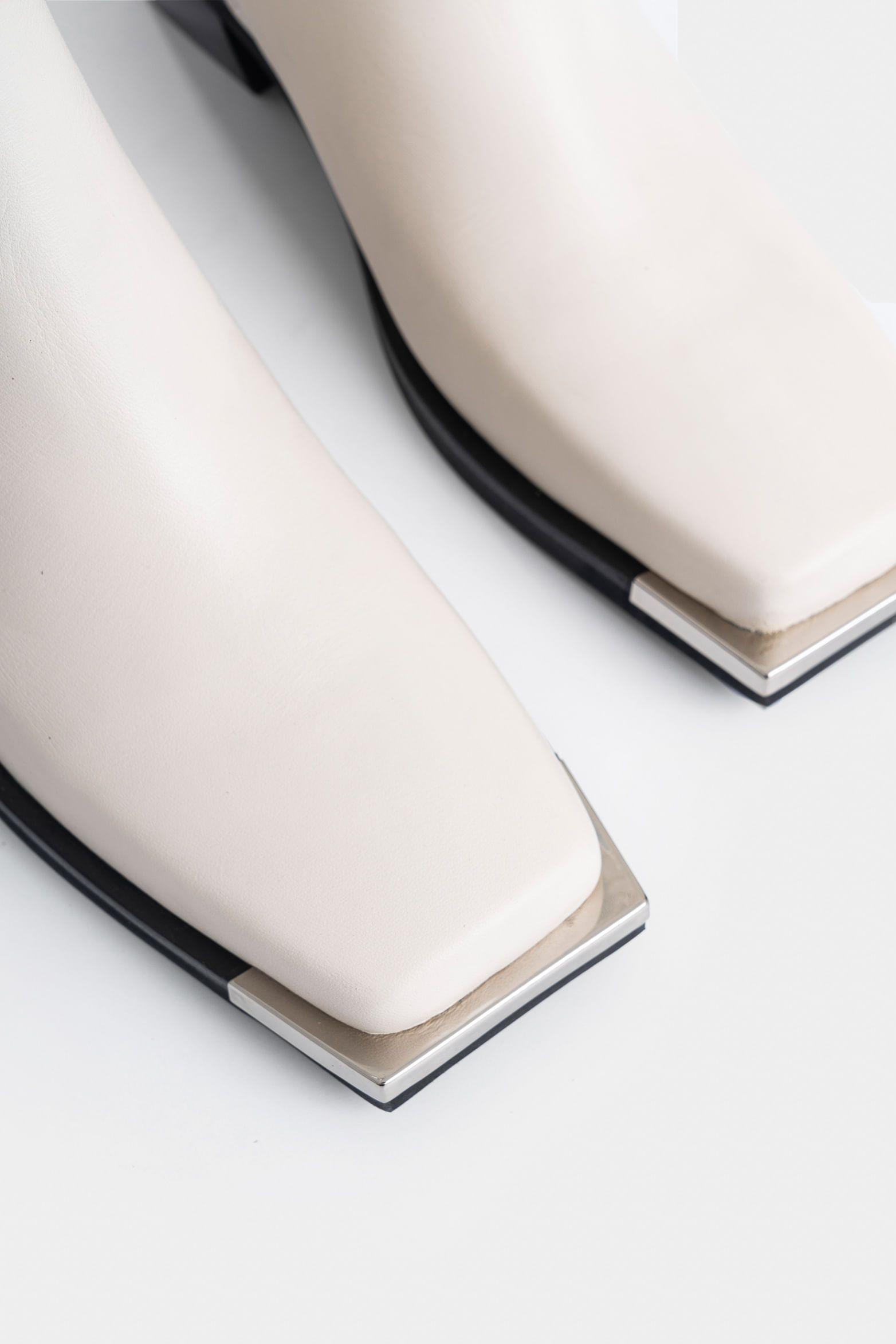 Vélez Botines Magena De Cuero Mujer Dima Cuadrada Blanco-4