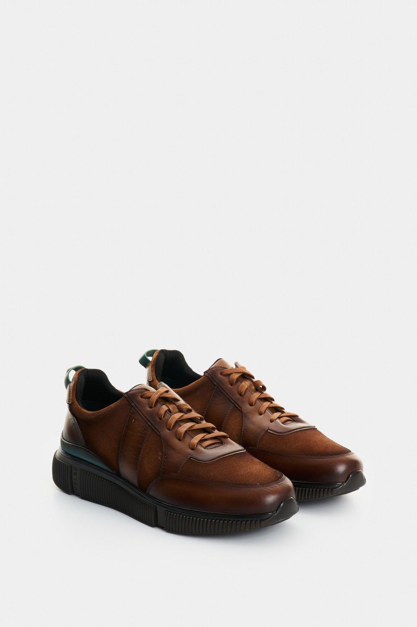Vélez Zapatilla Tenis Cuero Hombre Halo 2 Miel-1