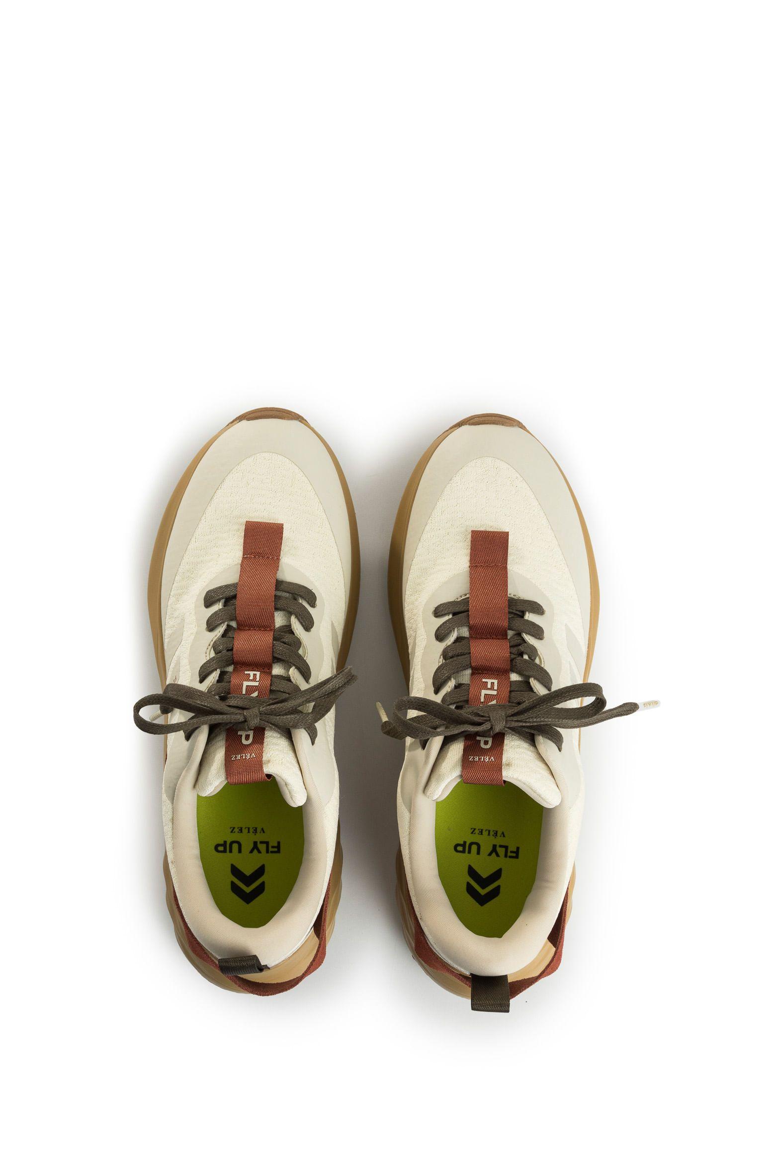 Vélez Zapatilla Tenis Fly Up Spirited 2.0 Textil Y Cuero Hombre Crema-4