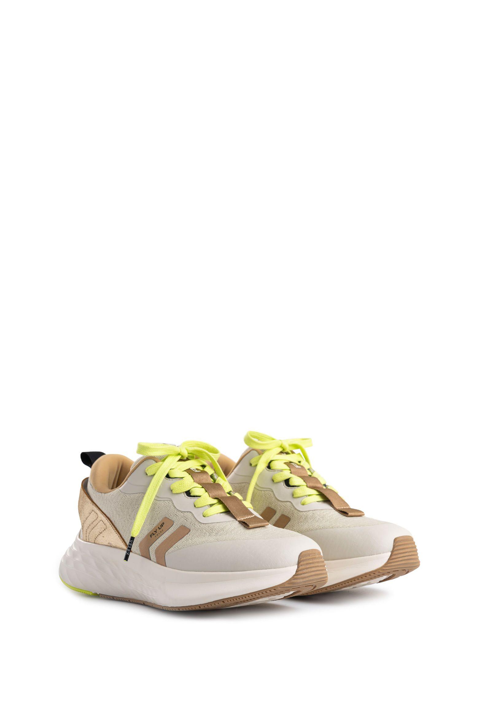 Vélez Zapatilla Tenis Fly Up Spirited Textil Y Cuero Mujer Crema-2