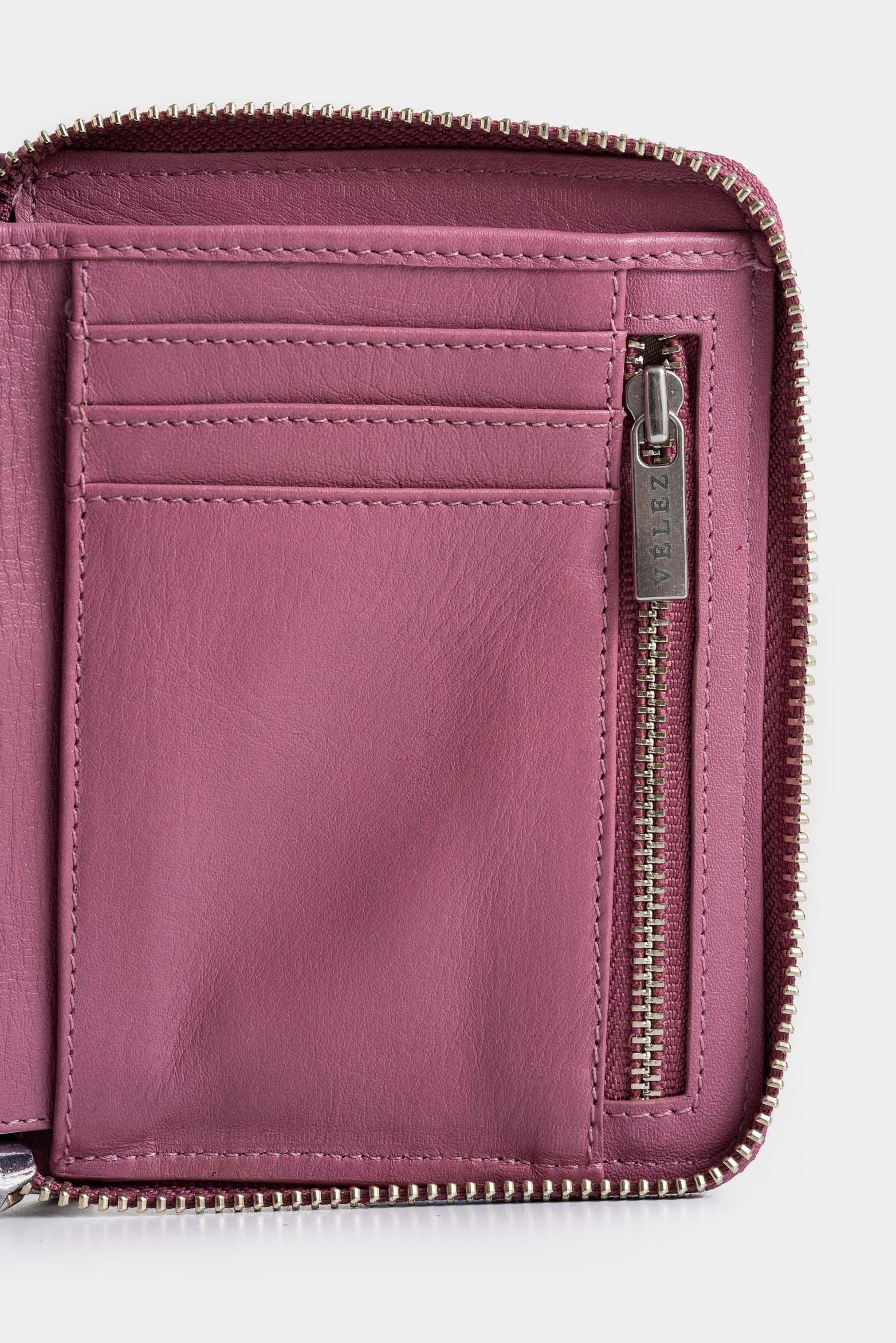 Billetera Grecia de cuero para mujer con cremallera Mora-4